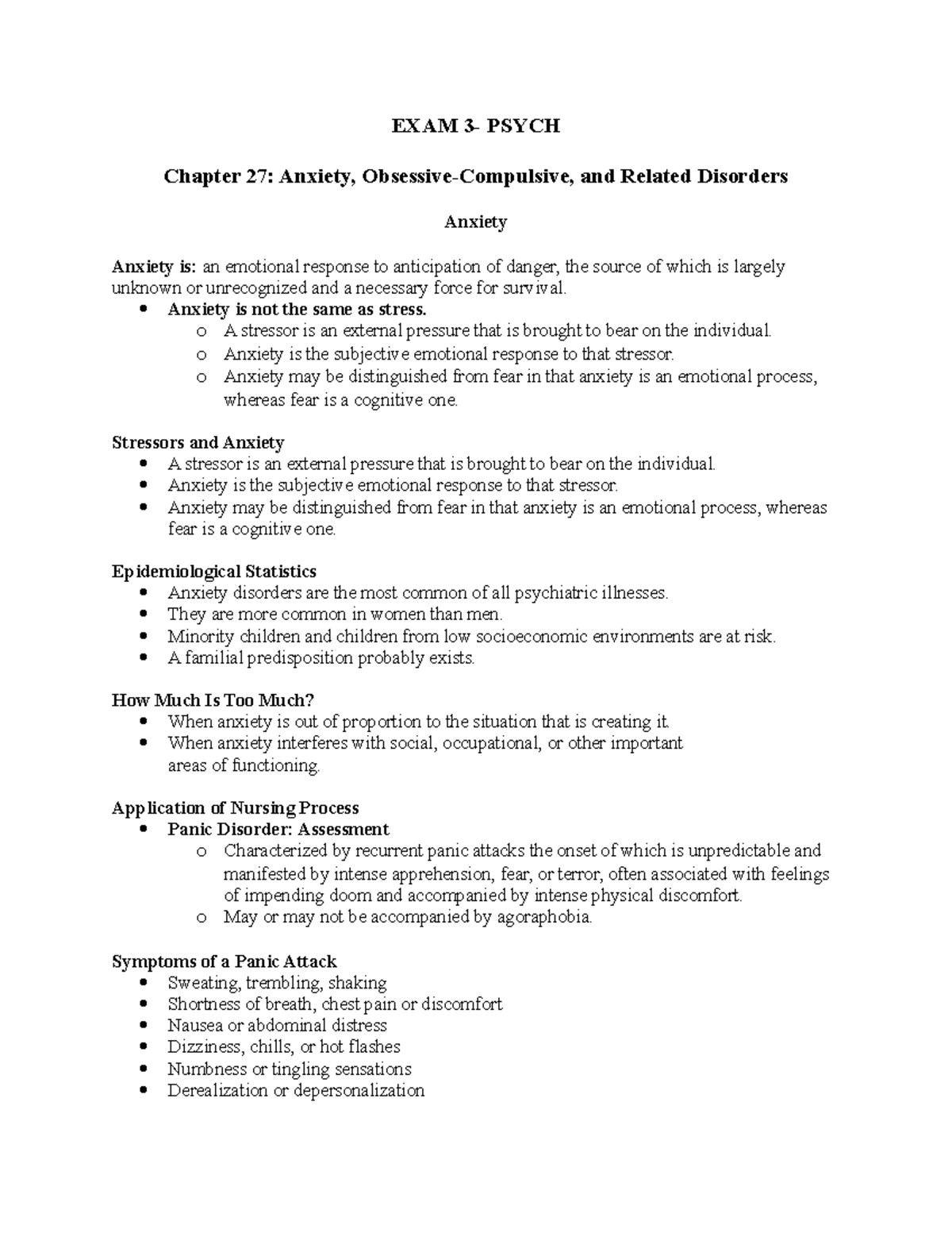 EXAM 3 psych notes - NUR 4250 - NSU - Studocu