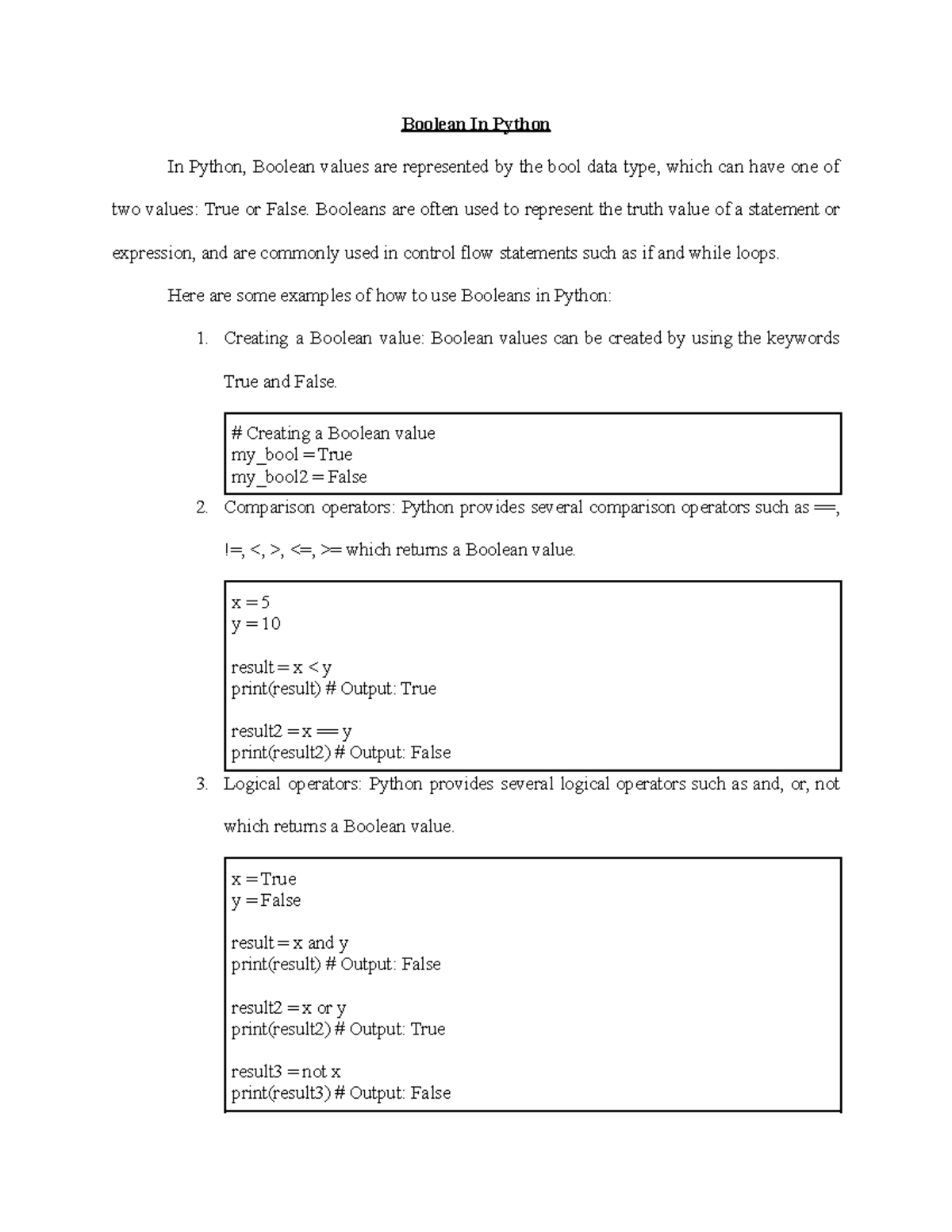 Boolean In Python - Booleans are often used to represent the truth ...