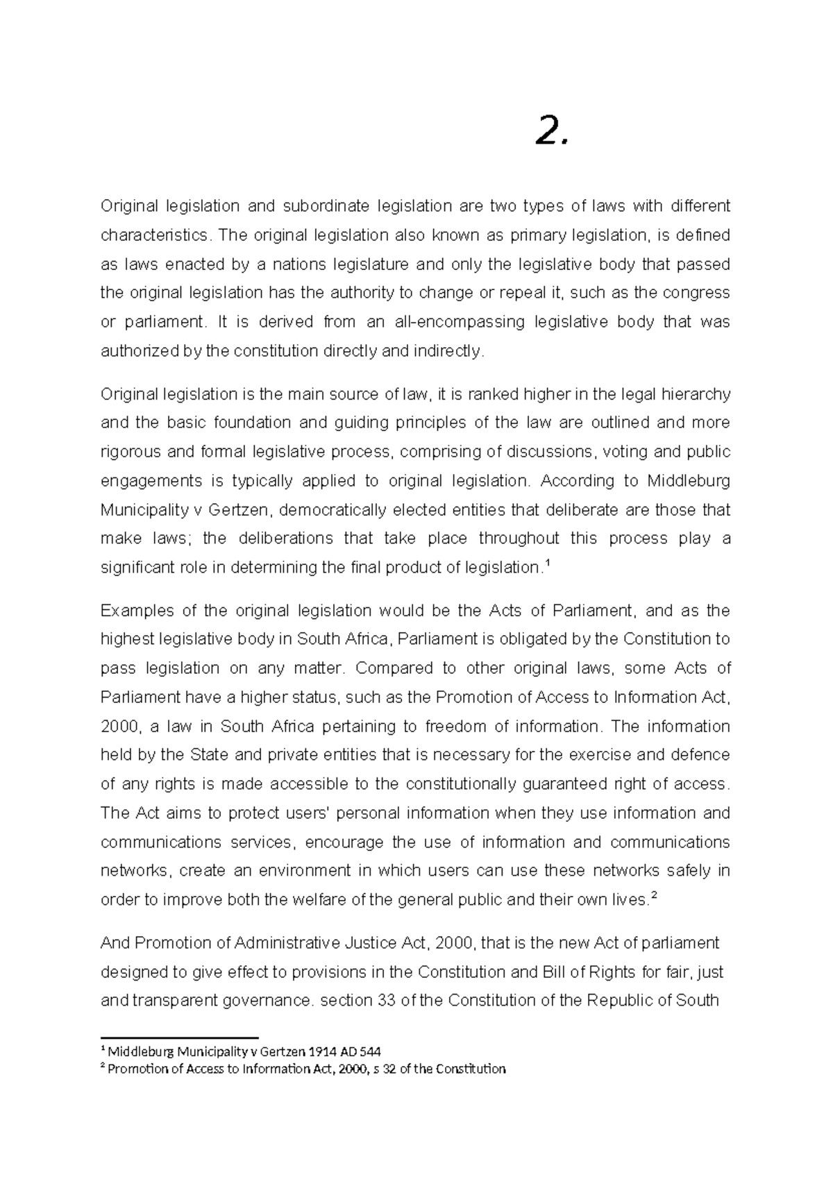 Original and subordinate legislation - 2. Original legislation and ...
