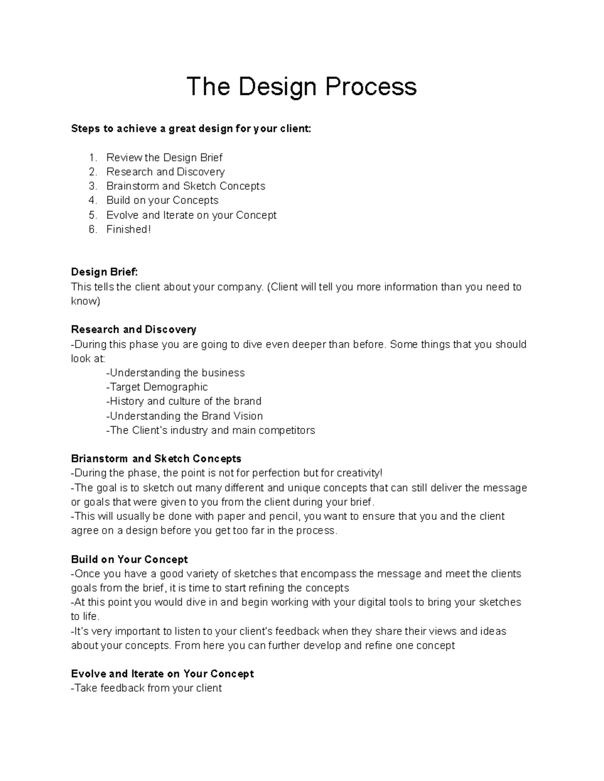 The Design Process Notes - The Design Process Steps to achieve a great ...