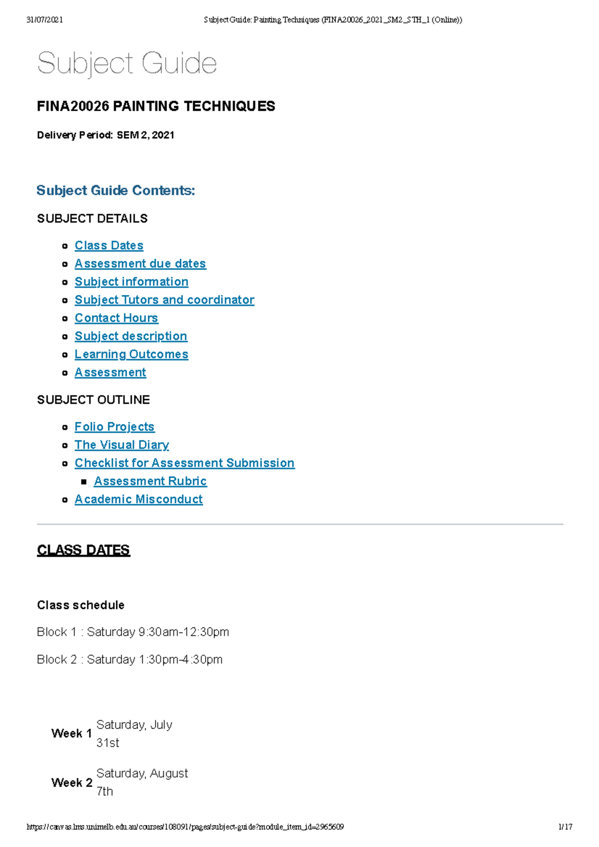 Subject Guide Painting Techniques (FINA2002 6 2021 SM2 STH 1 (Online ...