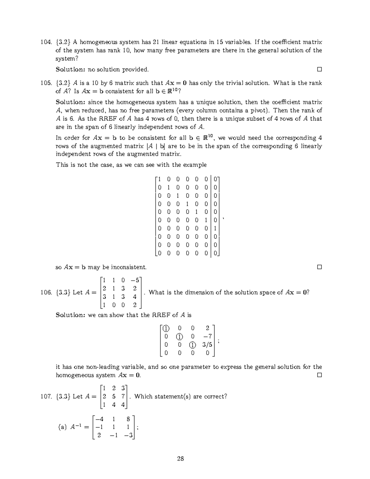 MAT1341 - DGD9 - Linear Algebra Exam Review - { 3. 2 } A homogeneous ...