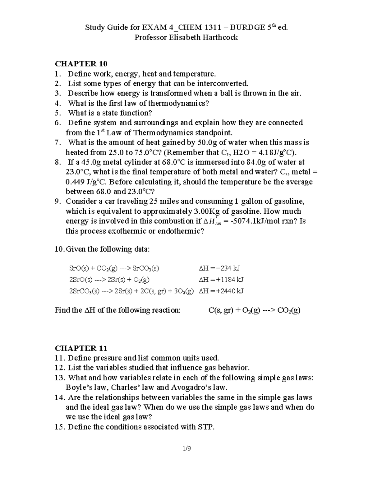 Study Guide for EXAM 4 CHEM1311 - Tagged - Study Guide for EXAM 4_CHEM ...