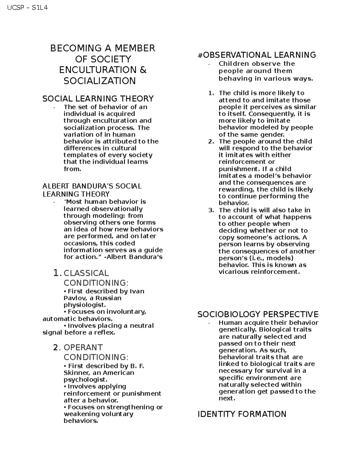 Reviewer ucsp - hello - BECOMING A MEMBER OF SOCIETY ENCULTURATION ...