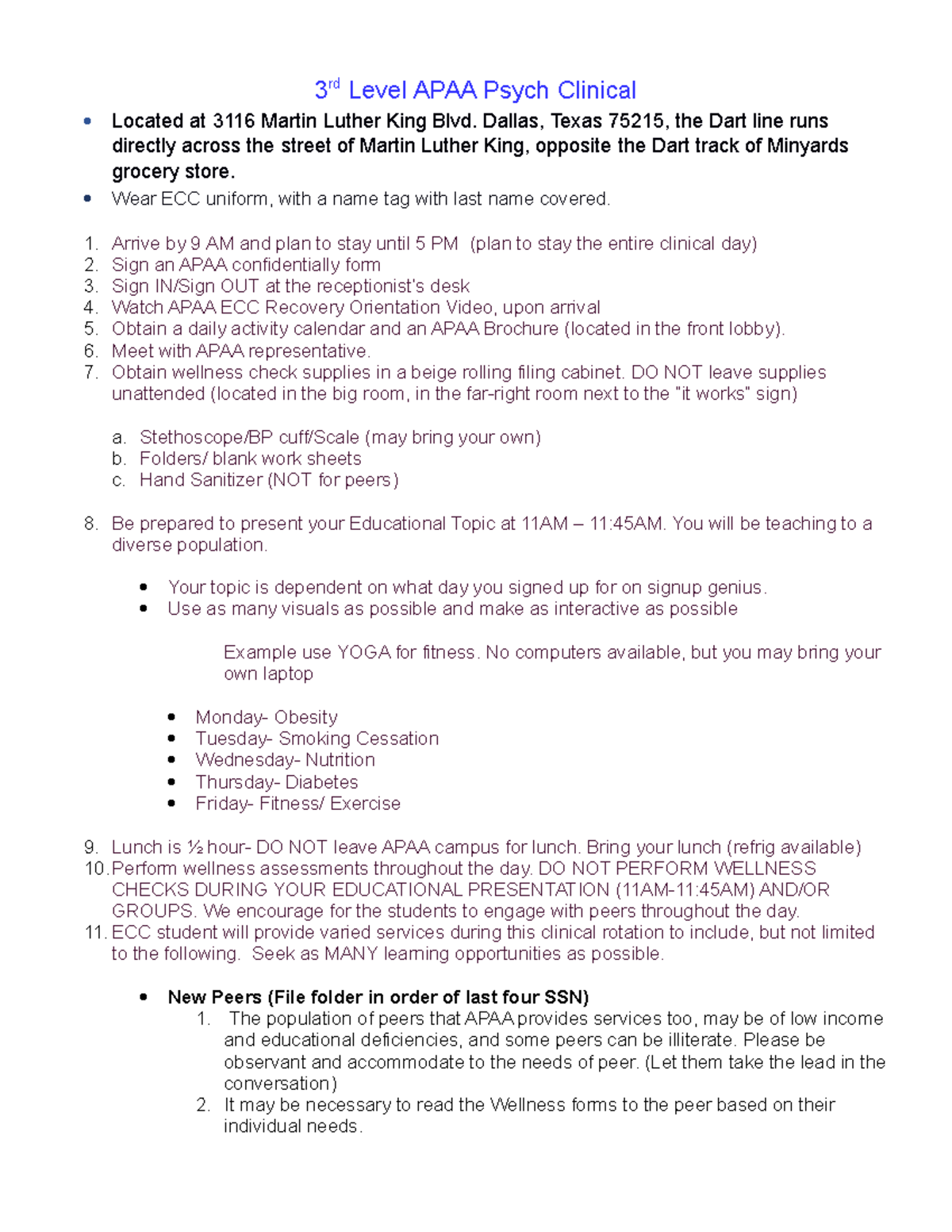 APAA Guidelines and Instructions - 3 rd Level APAA Psych Clinical ...