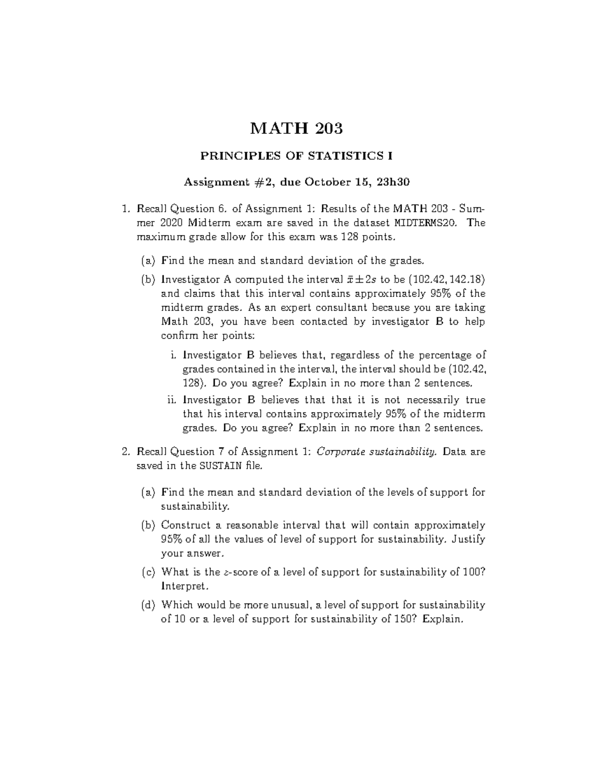 HW-2-F2021 - Copy HW-2-F2021 - Copy HW-2-F2021 - Copy - MATH 203 ...
