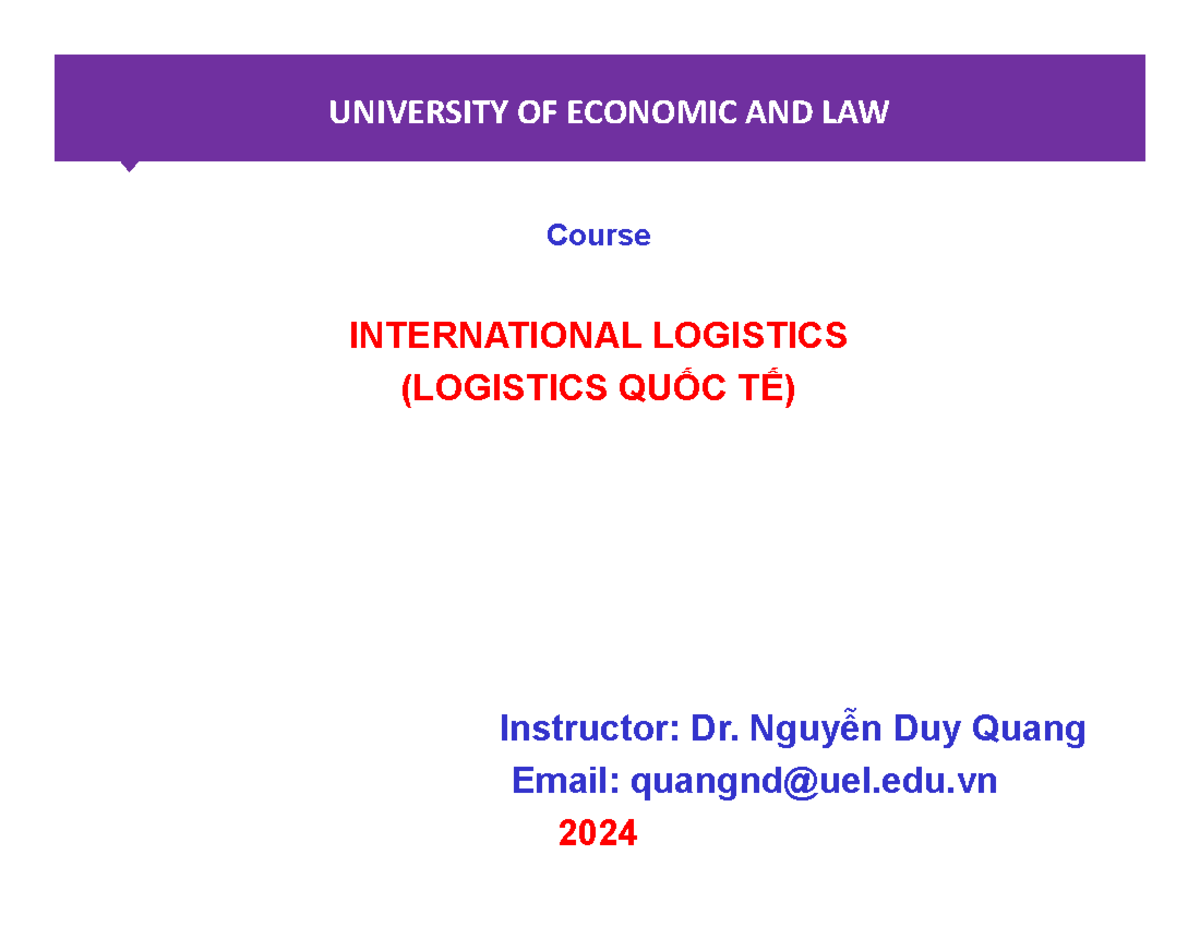 Chapter 1 Logistics Introduction University Of Economic And