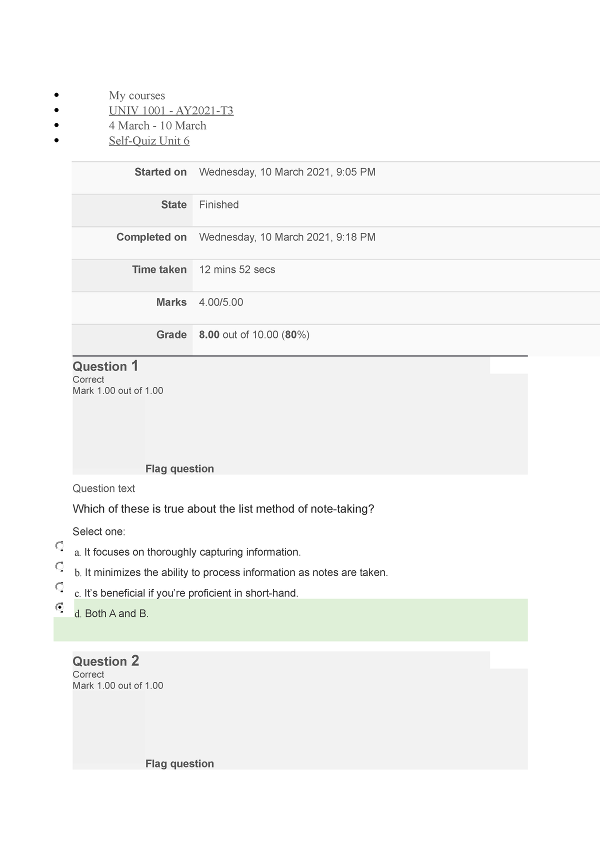 Quiz 6 English Composition Unit 6 Self Quiz - My Courses UNIV 1001 ...