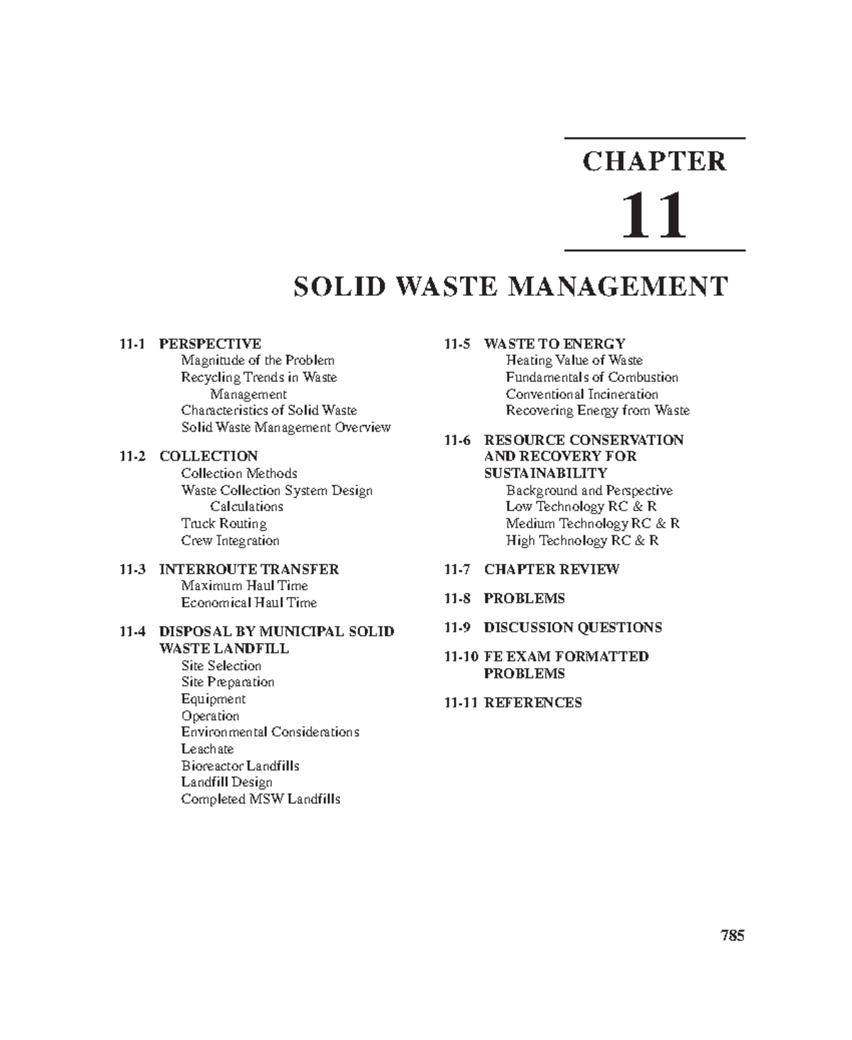 Chapter 11 Introduction To Environmental Engineering - 785 11-1 