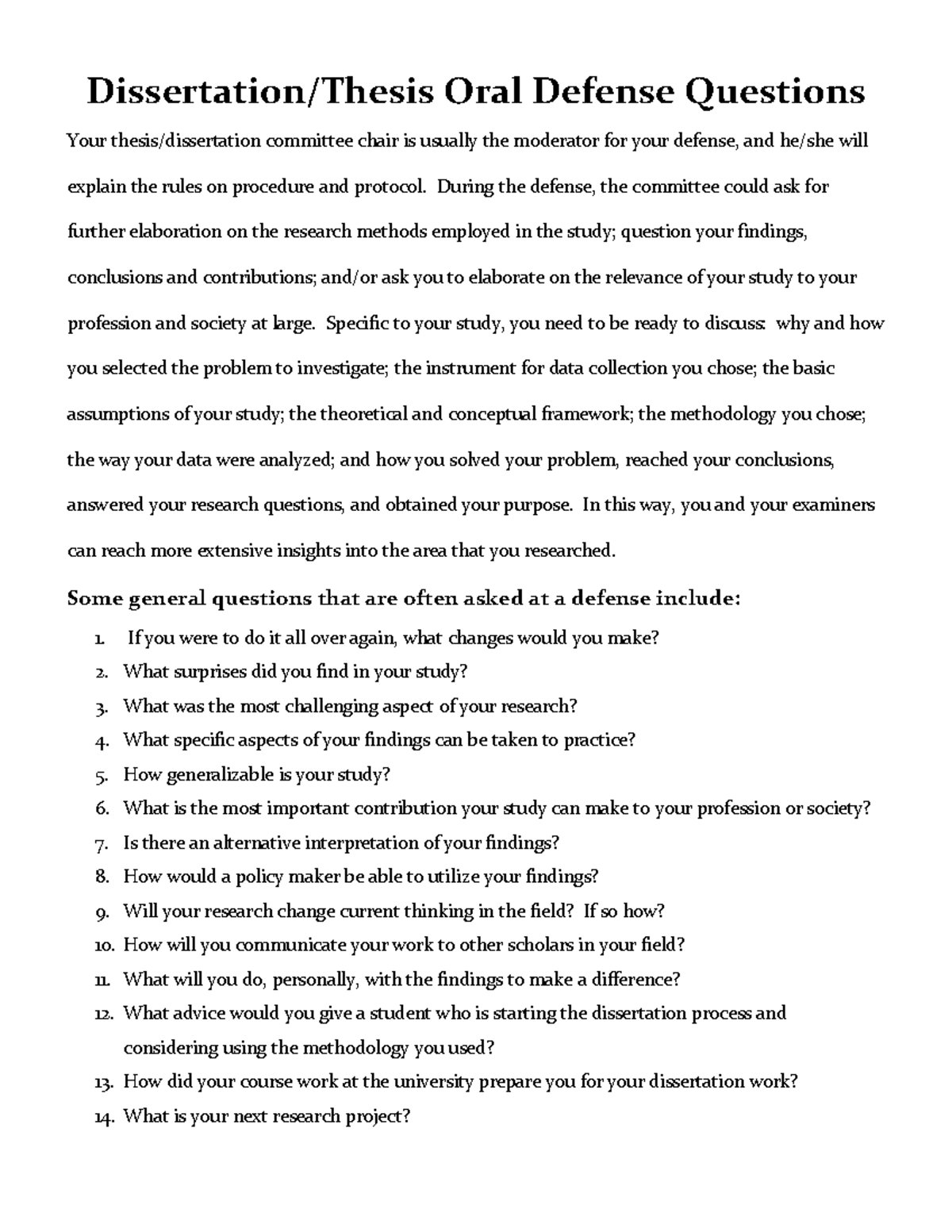Oral Defense Questions 2013 0218 - Dissertation/Thesis Oral Defense ...