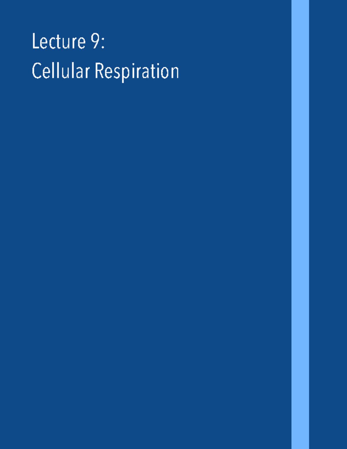 Lecture 9 Cellular Respiration Lecture 9 Cellular Respiration Lecture 9 Cellular Respiration Lecture 9 Cellular Respiration