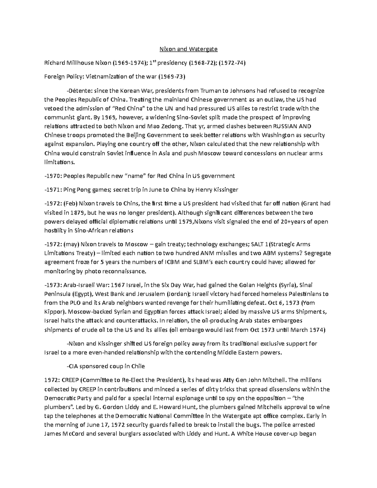 Civ Nixon and Watergate notes Nixon and Watergate Richard Millhouse