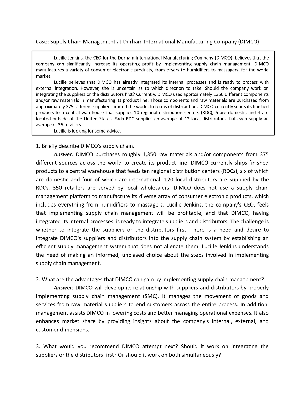 case study supply chain thesis