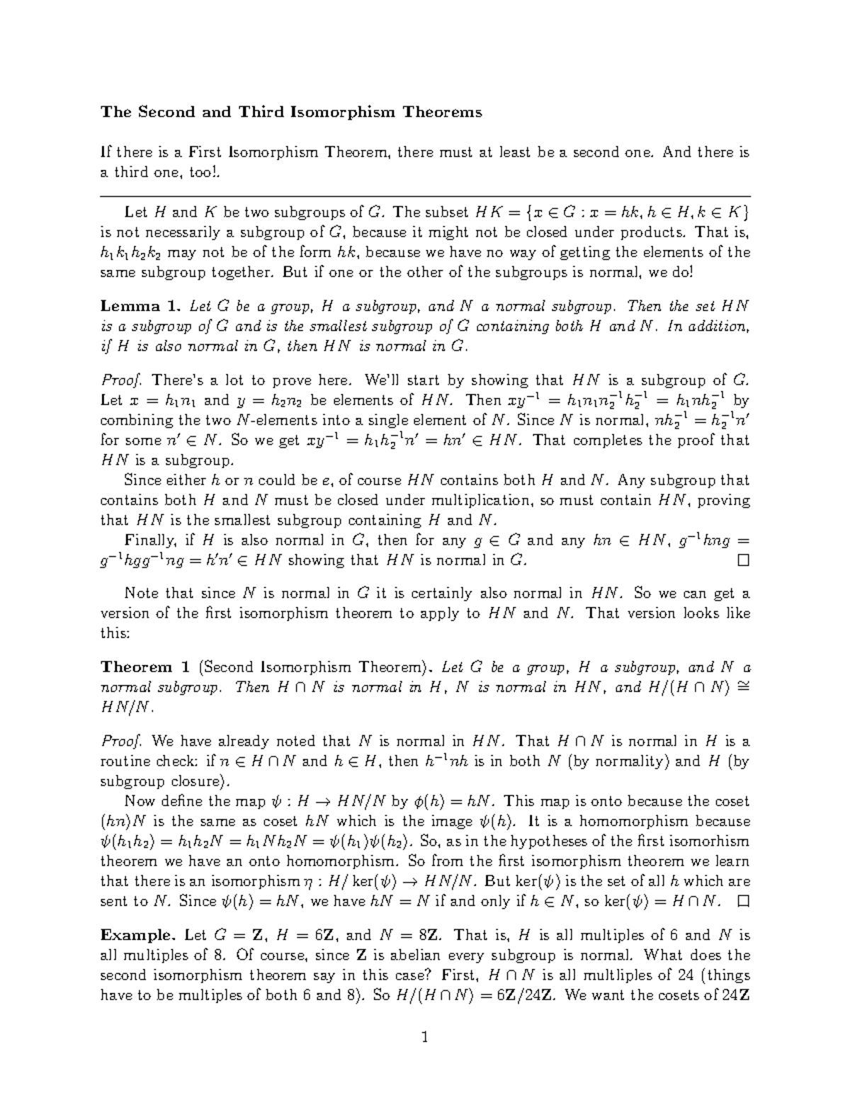 21 Second And Third Isomorphism Theorems - And There Is A Third One ...