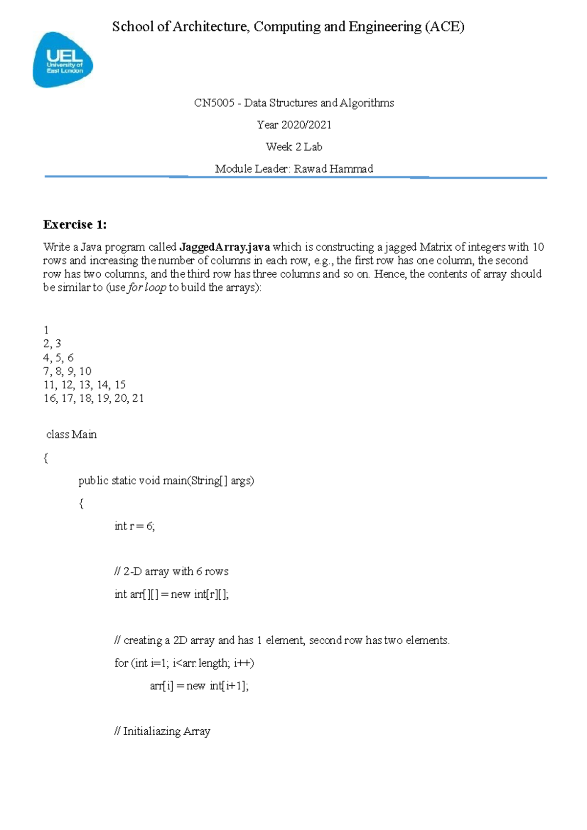 CN5005 Week 2 tutorial - School of Architecture, Computing and ...
