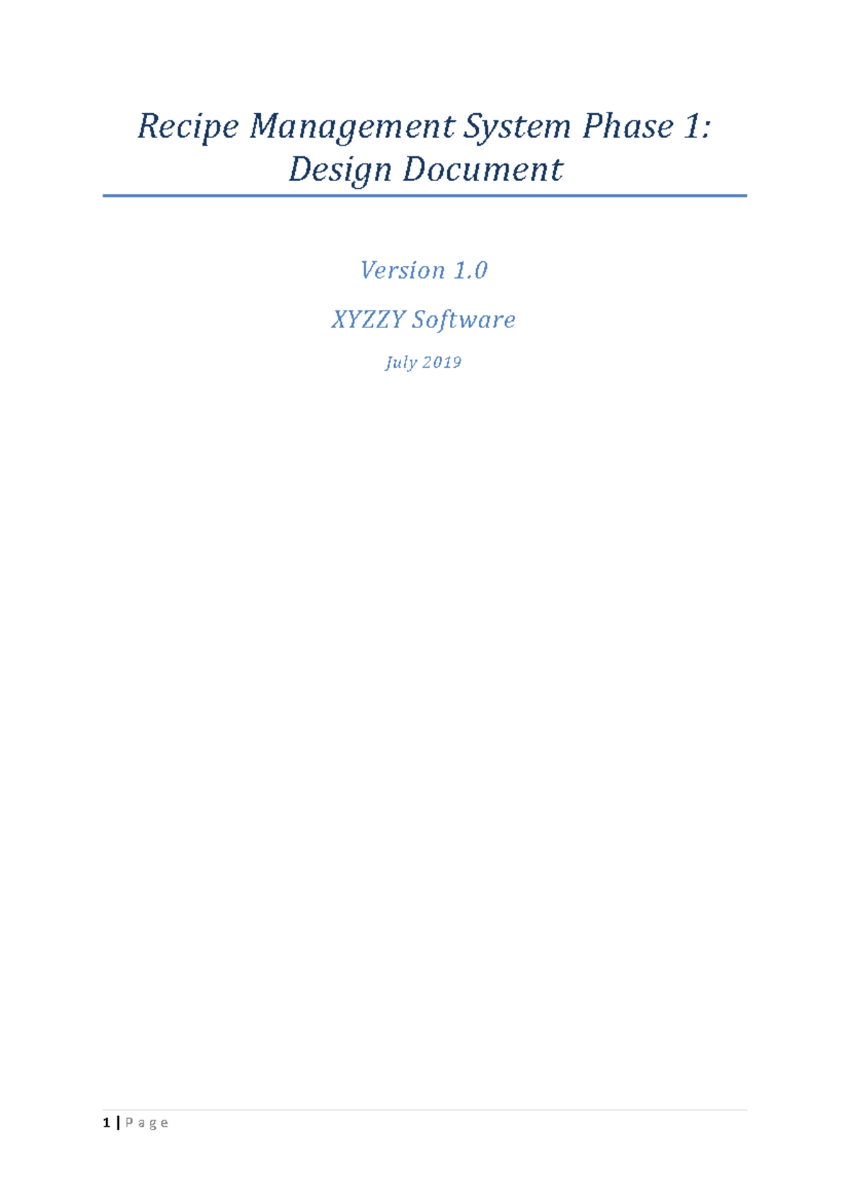 Assignment 1-design t2 2019 - Recipe Management System Phase 1: Design ...