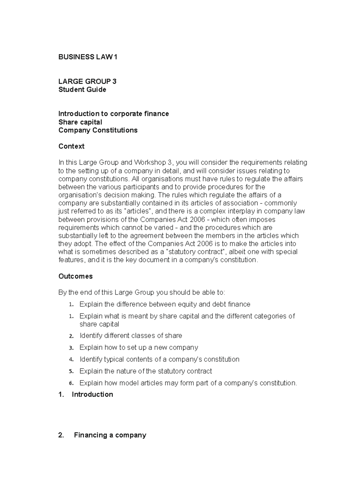 Business LAW Large Group 3 Student Guide - BUSINESS LAW 1 LARGE GROUP 3 ...