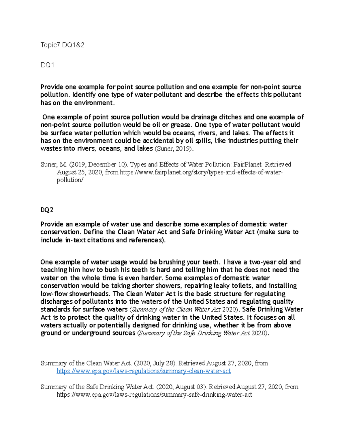 Topic 7 DQ1&2 Topic7 DQ1& DQ Provide one example for point source