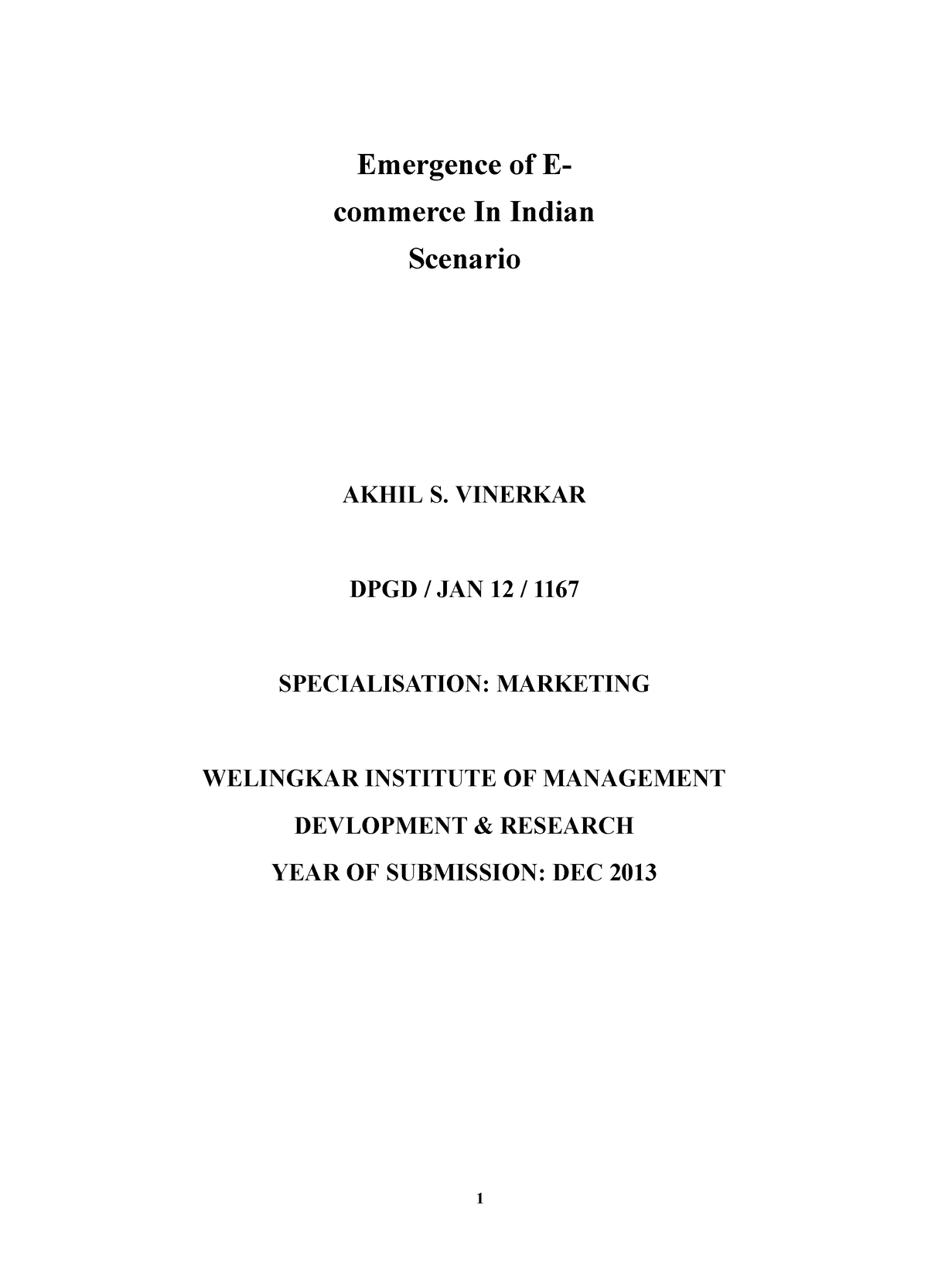 dissertation on e commerce in india