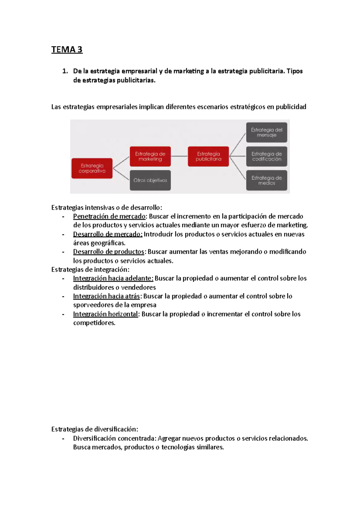 TEMA 3 Estrategias - Apuntes 1 - TEMA 3 1. De la estrategia empresarial ...