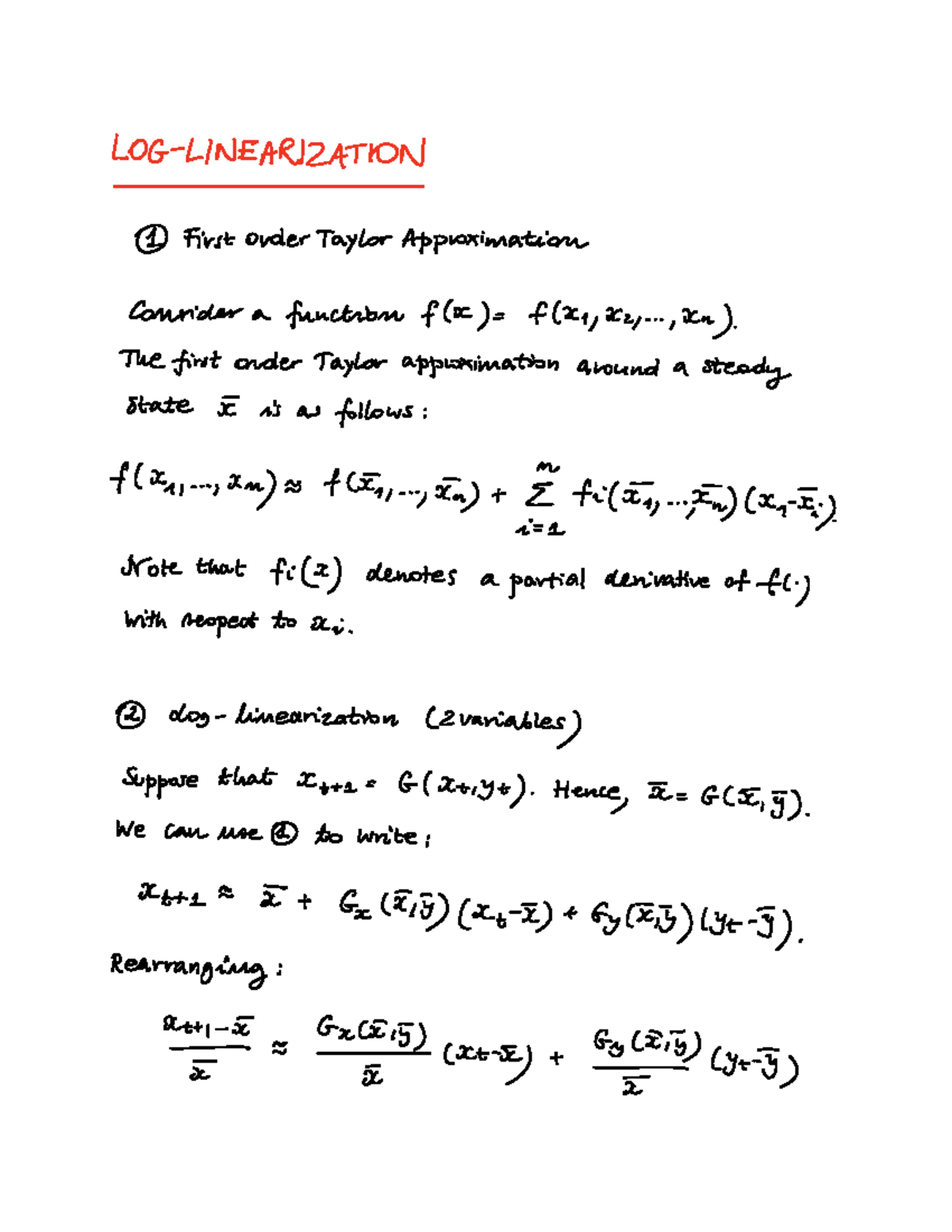 Loglinearization (Lecture 5) ECON 23950 Studocu