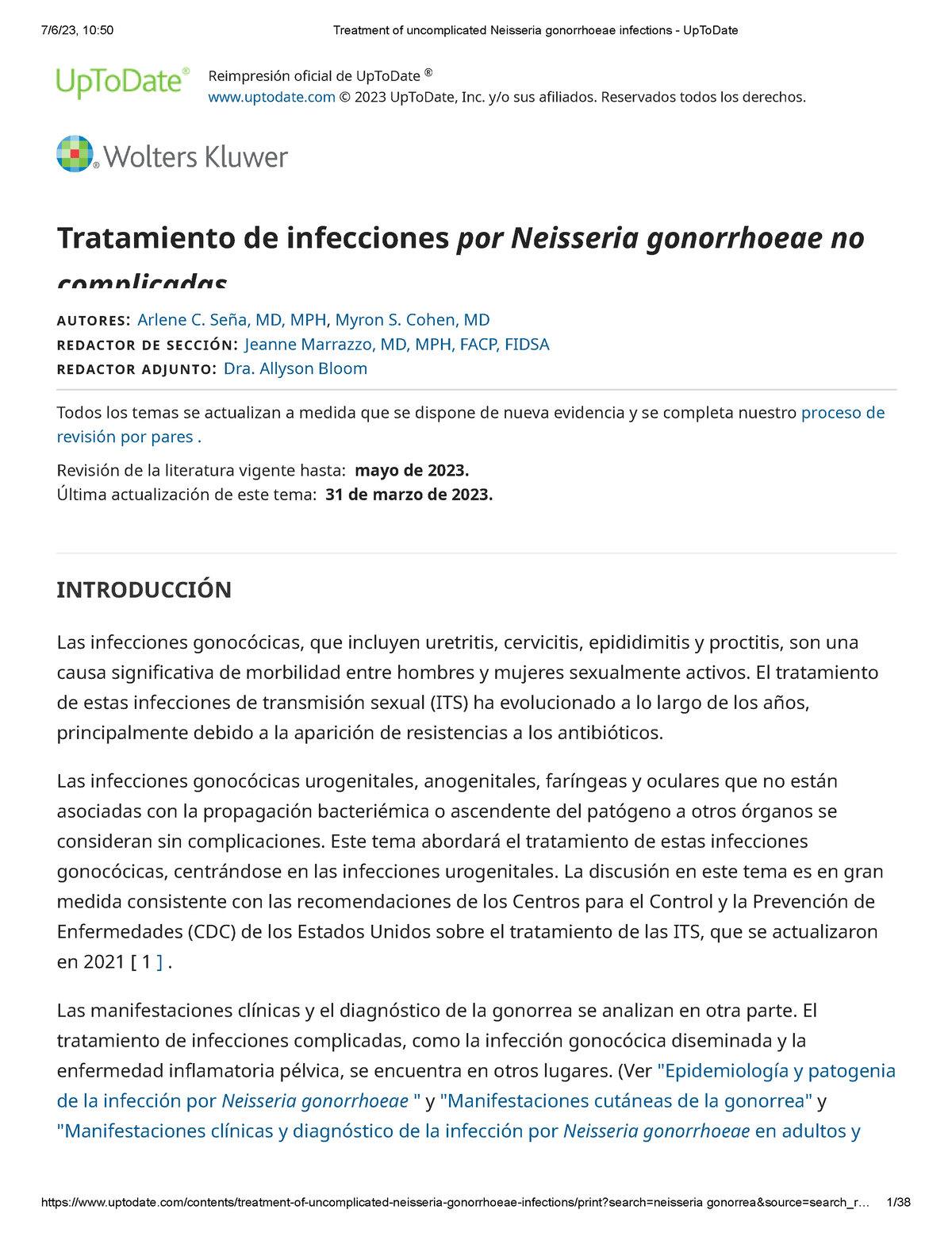 Treatment of uncomplicated Neisseria gonorrhoeae infections - Up To ...