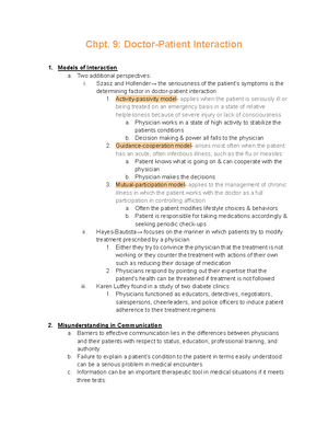 SOC 357 Chapter 8 Sick Role Notes (1) - SOC 357 B: Medical Sociology ...