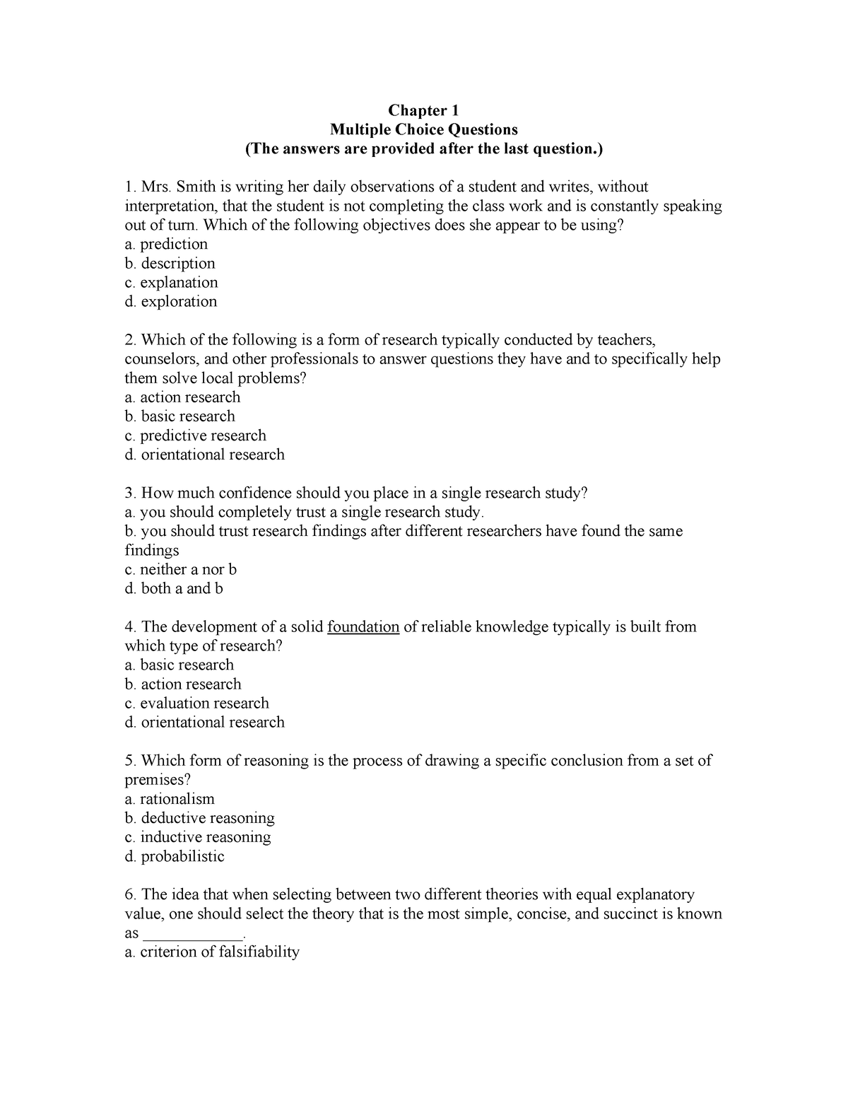 Mc1 - Chapter 1 Multiple Choice Questions (The Answers Are Provided ...