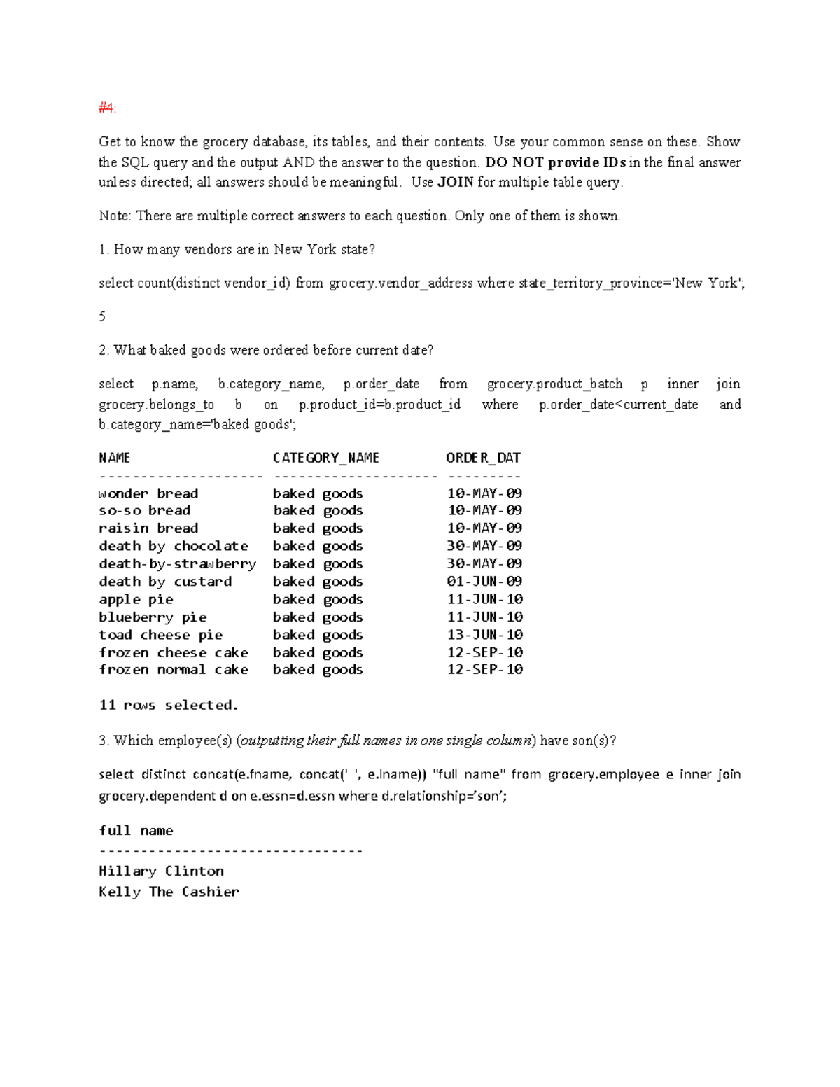 Homework 04 answer - hw4_ans - #4: Get to know the grocery database ...