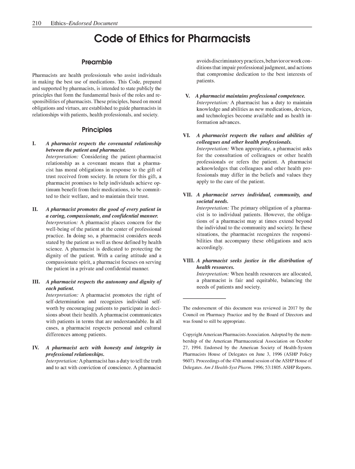 Code of ethics for pharmacists - Code of Ethics for Pharmacists ...