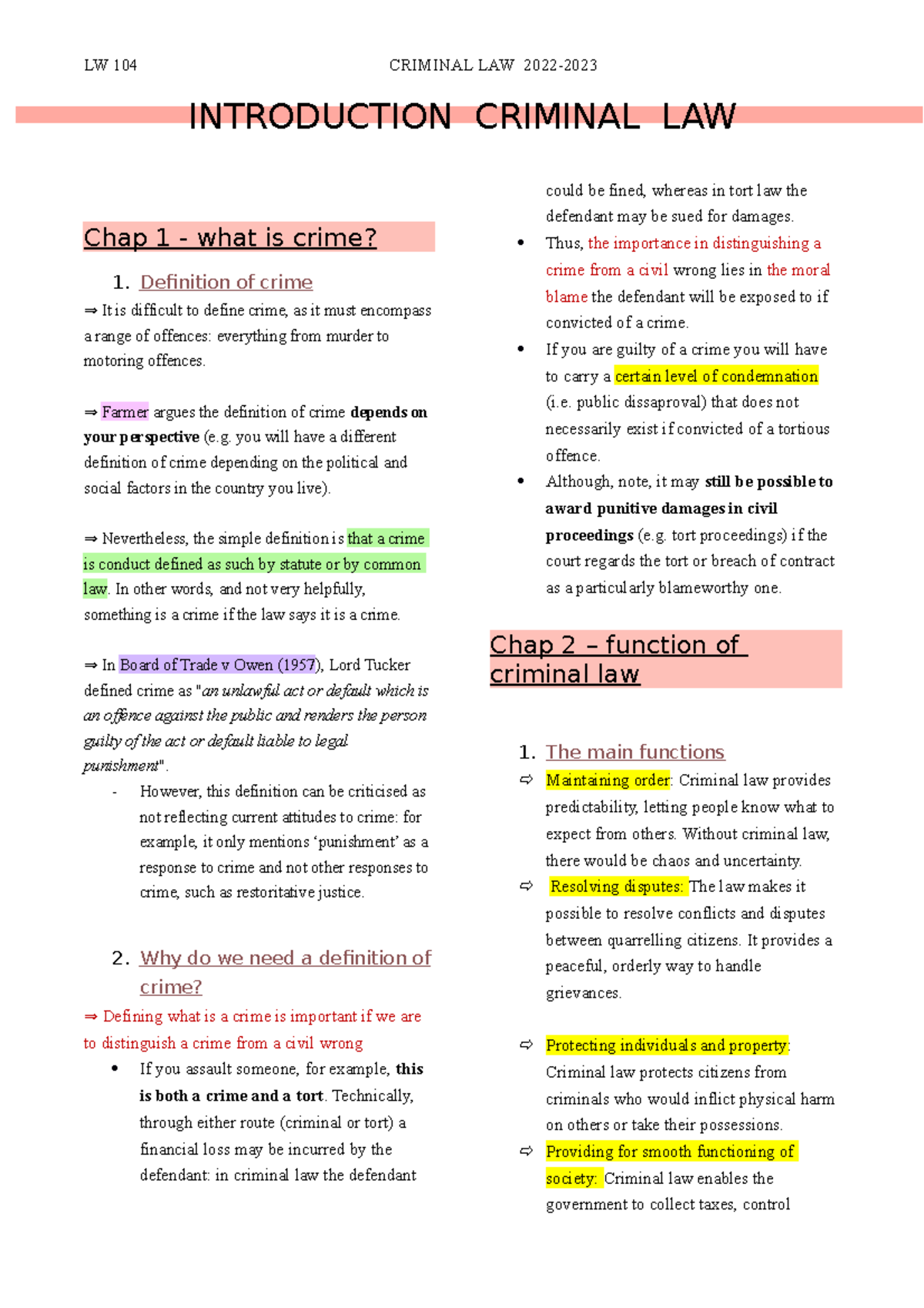 Fr Intro Criminal Law Lw 104 Criminal Law 2022 Introduction Criminal Law Chap 1 What Is 1502