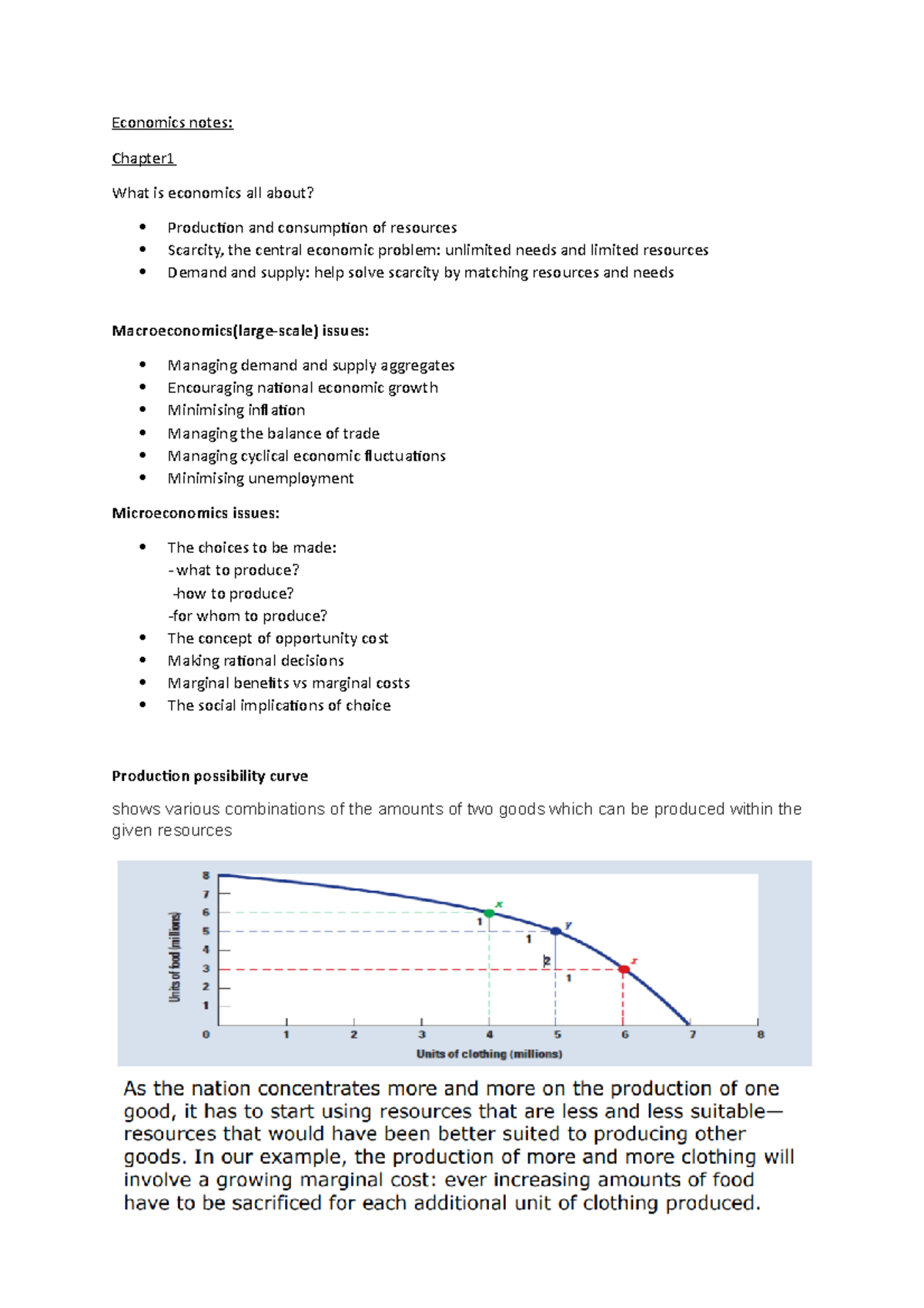 Economics notes - chapter 1 and 2 - Economics notes: Chapter What is ...