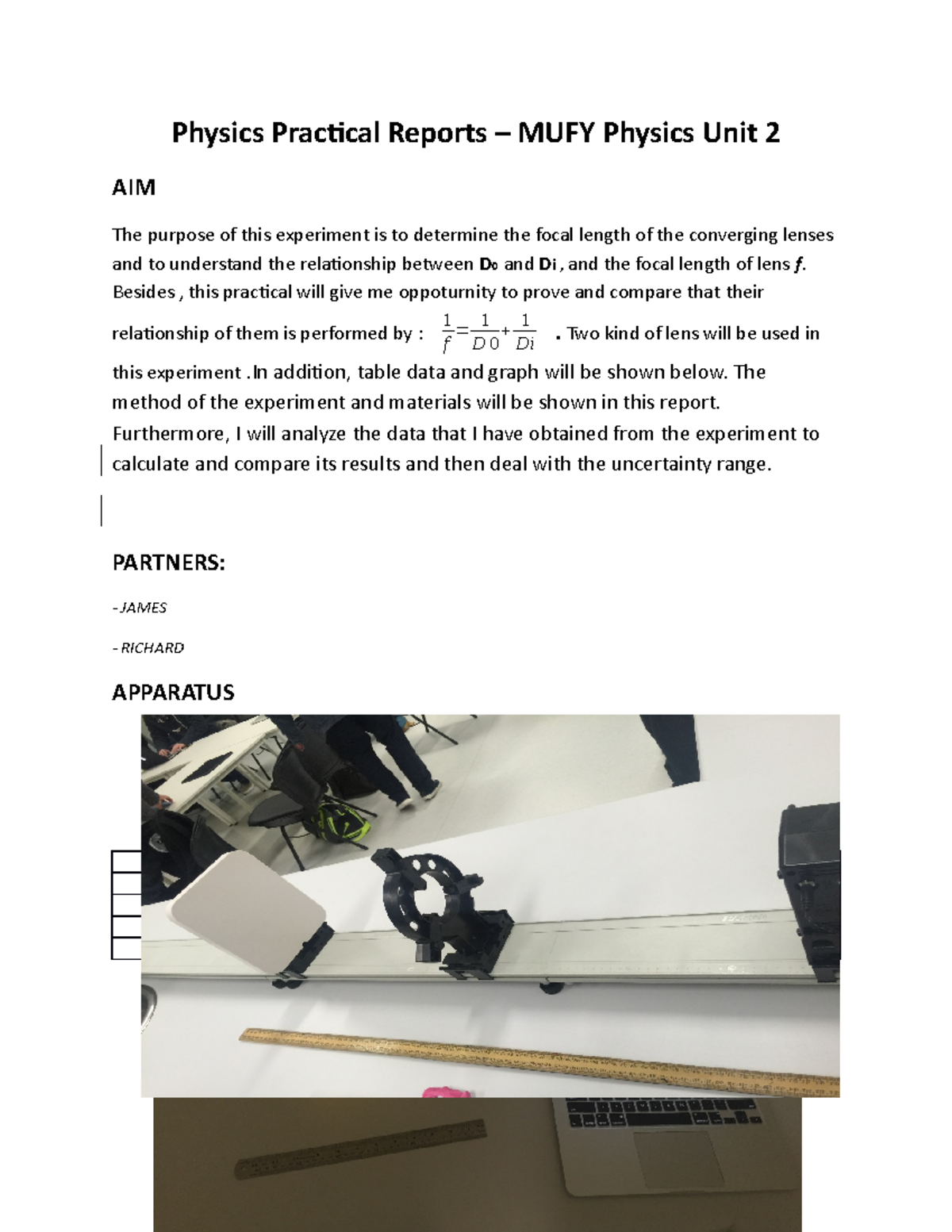 Report 2 2nd Physics Practical Reports MUFY Physics Unit 2 AIM The