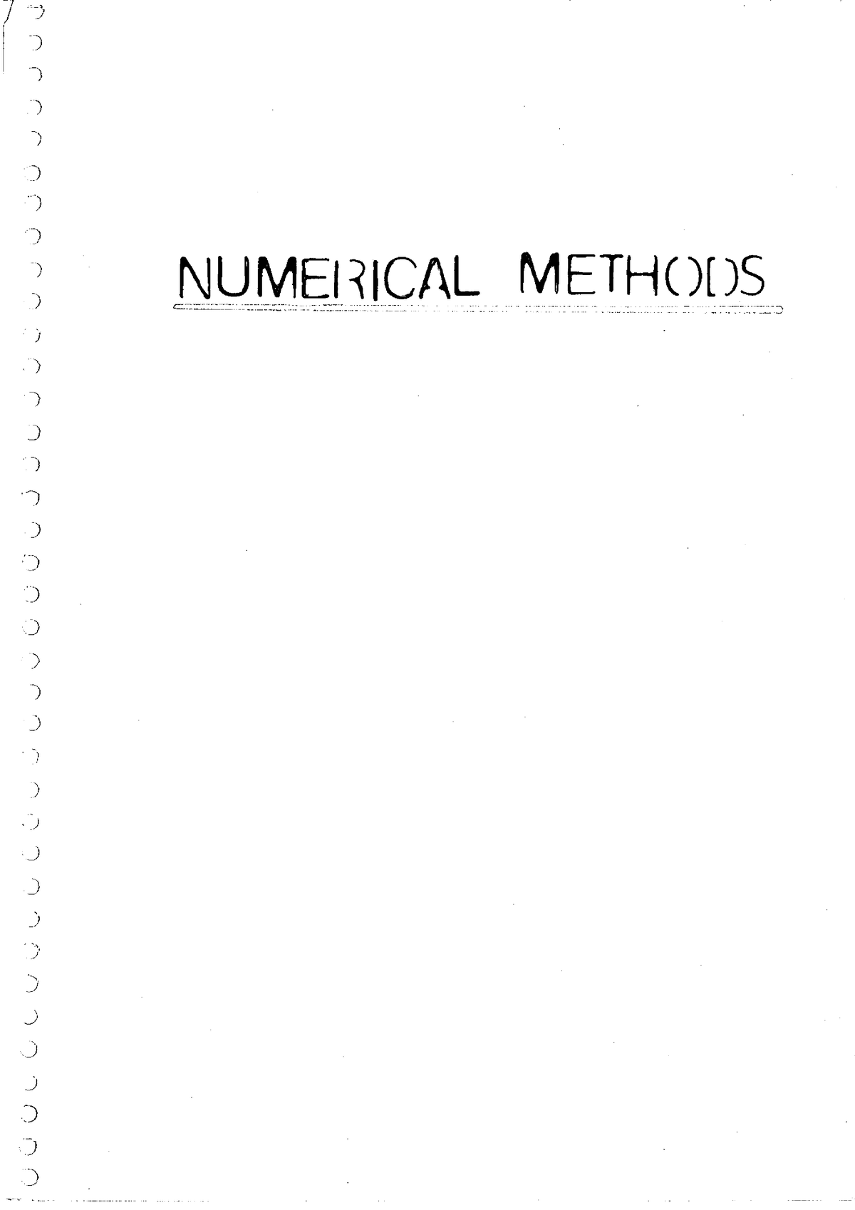 Numerical Analysis - B.Sc Chemistry - Studocu