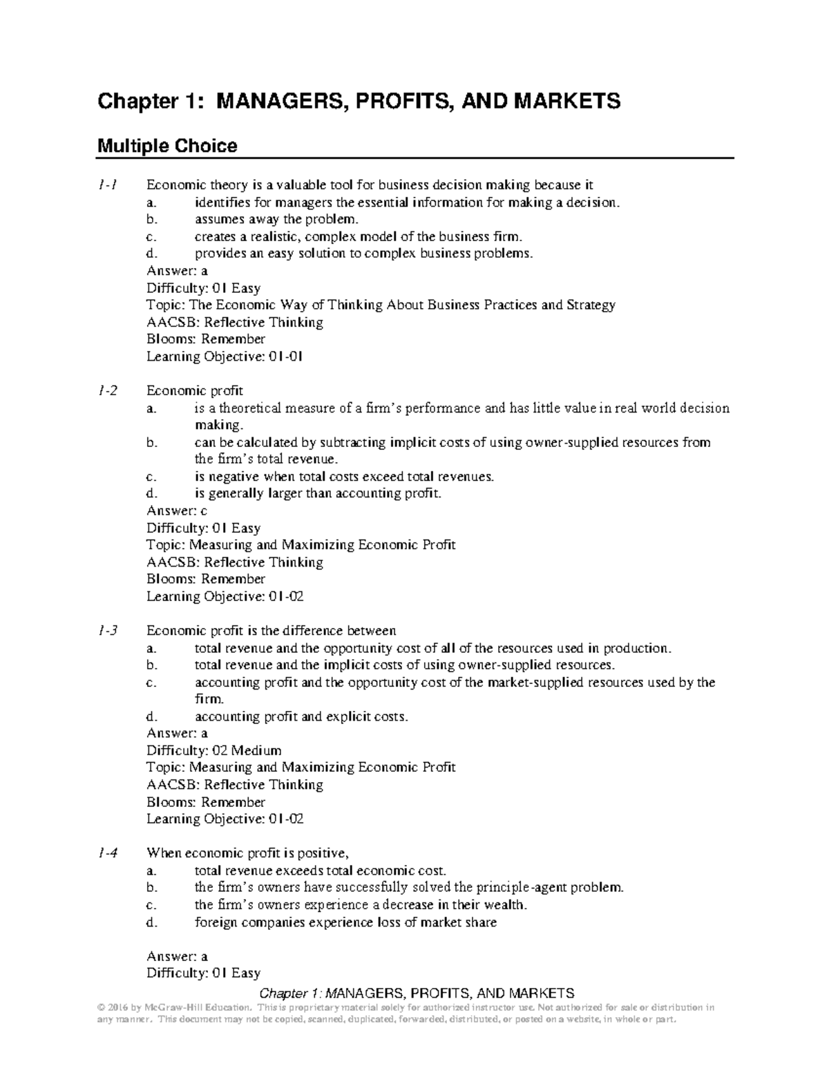 12e TB Chapter 01 - Hoe This Helps :) - Chapter 1: MANAGERS, PROFITS ...