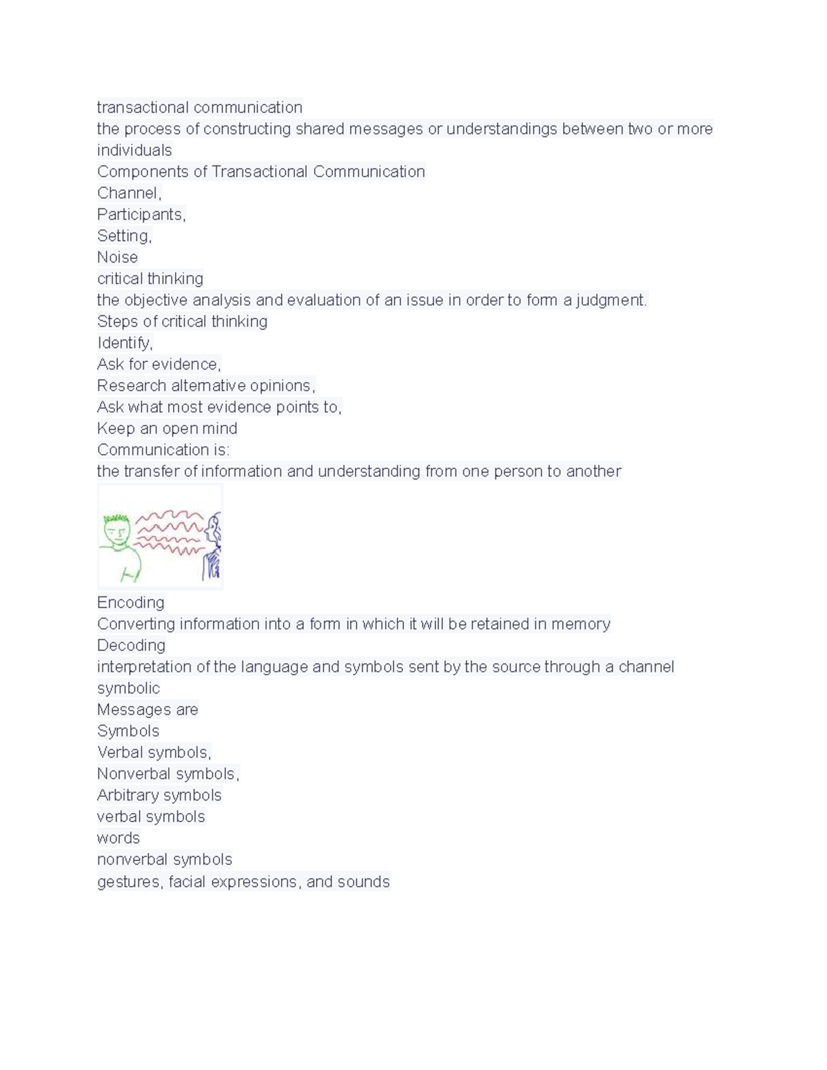 COMS 101 (32) - lecture notes - transactional communication the process ...