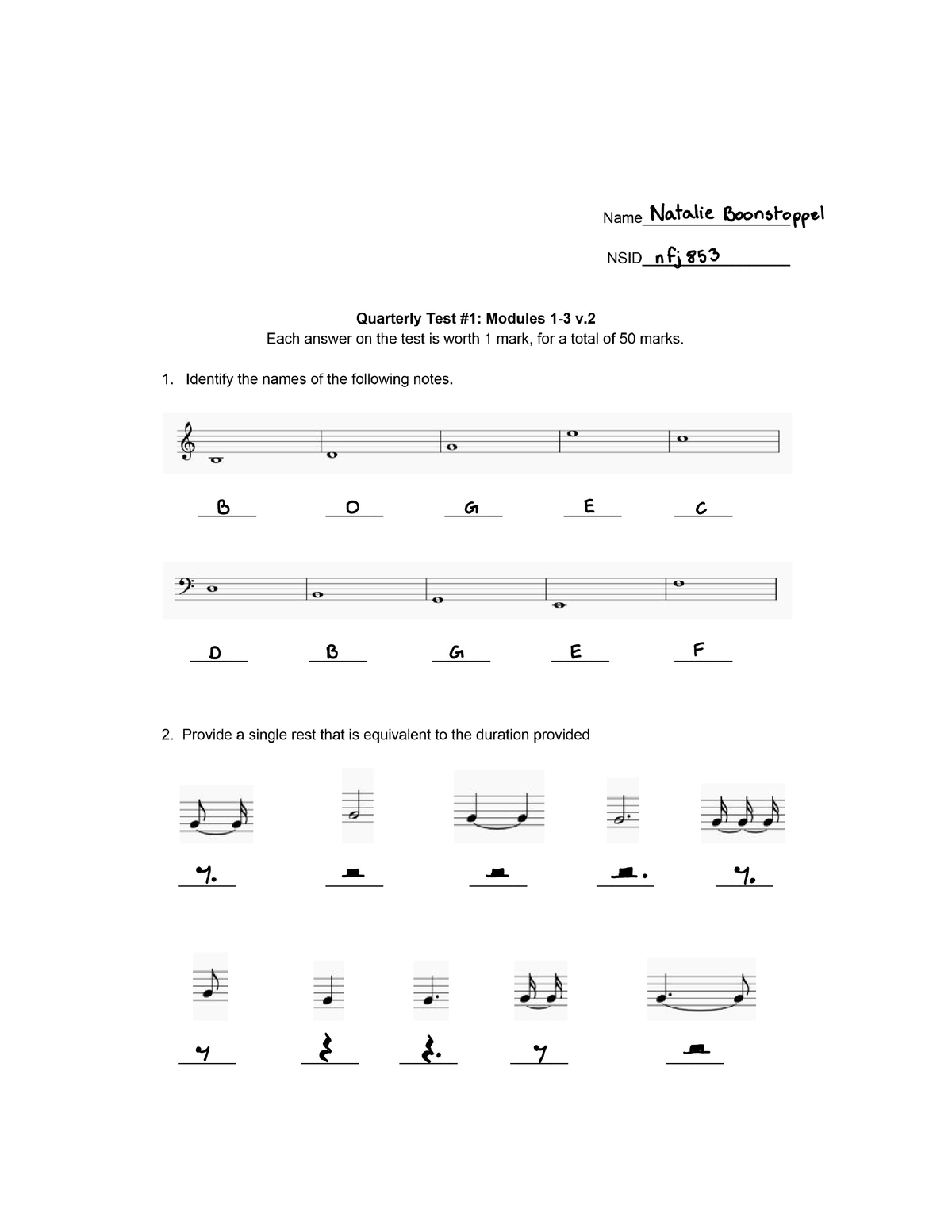 MUS 101 - Quarterly Assignment 1 - Name Natalie Boonstoppel NSID nfj853 ...