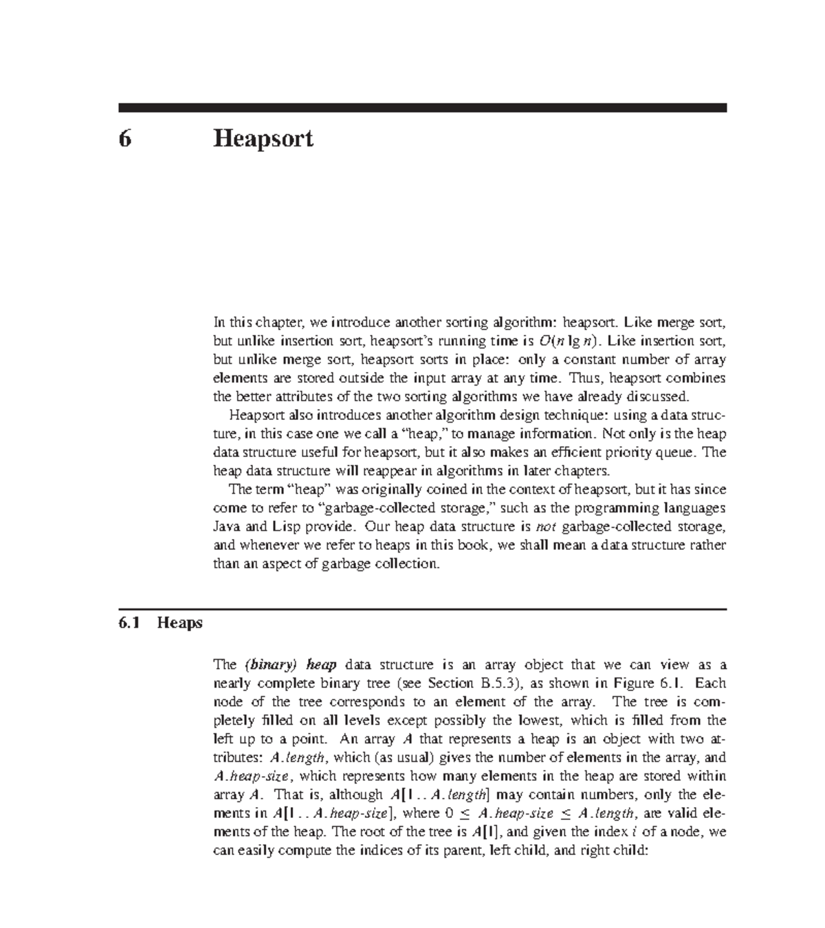 Heap, Priority Queue, and Heap Sort - 6 Heapsort In this chapter, we ...