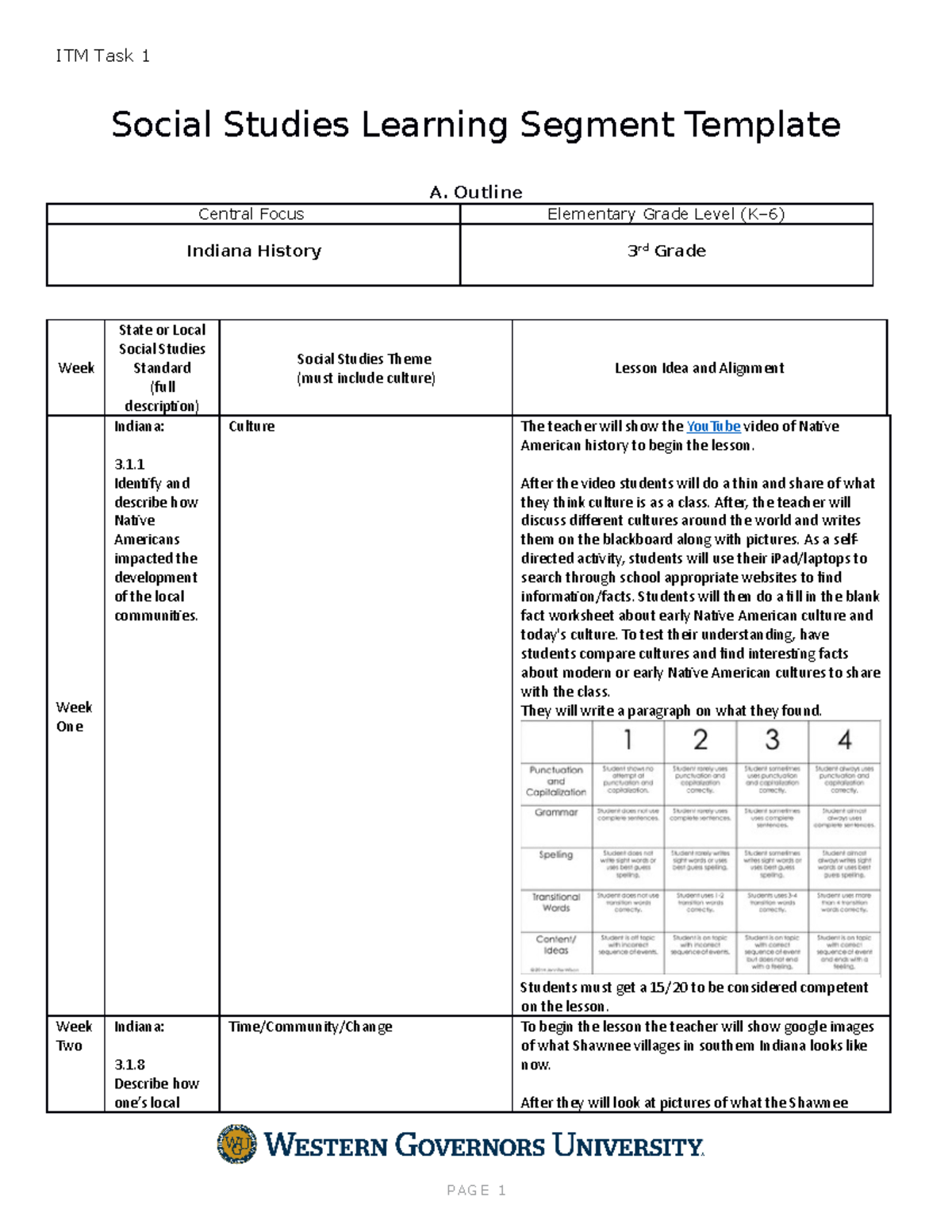 C104 Task 1 - completed and passed - Social Studies Learning Segment ...