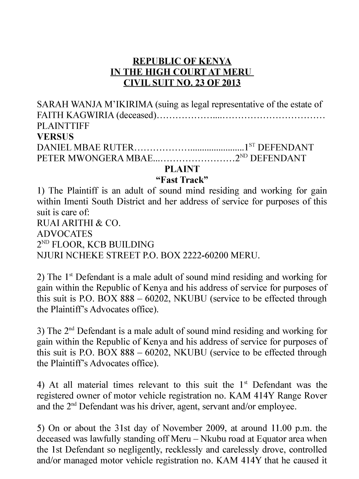 sample-plaint-republic-of-kenya-in-the-high-court-at-meru-civil-suit