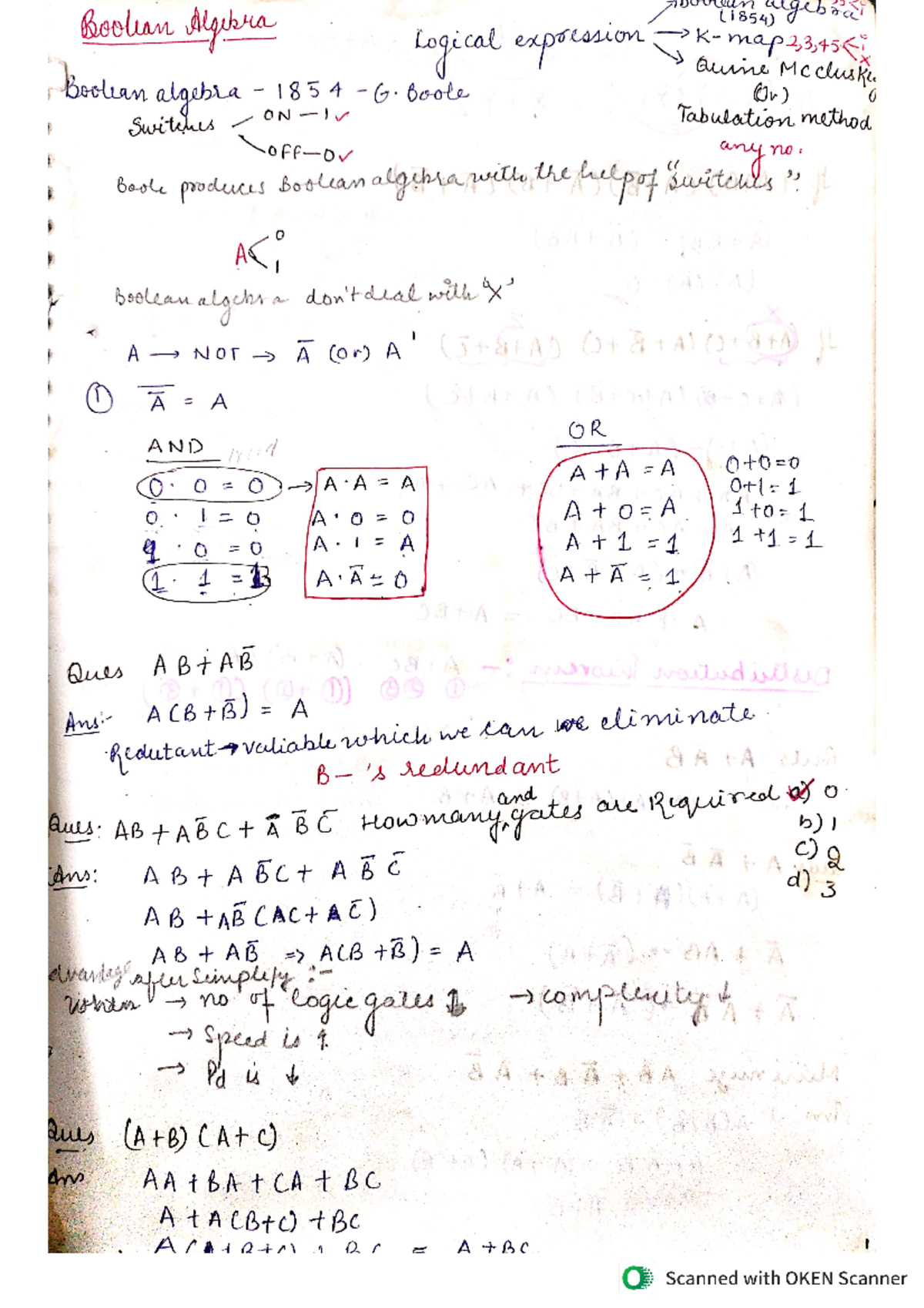 Boolean algebra - btech computer science - Studocu