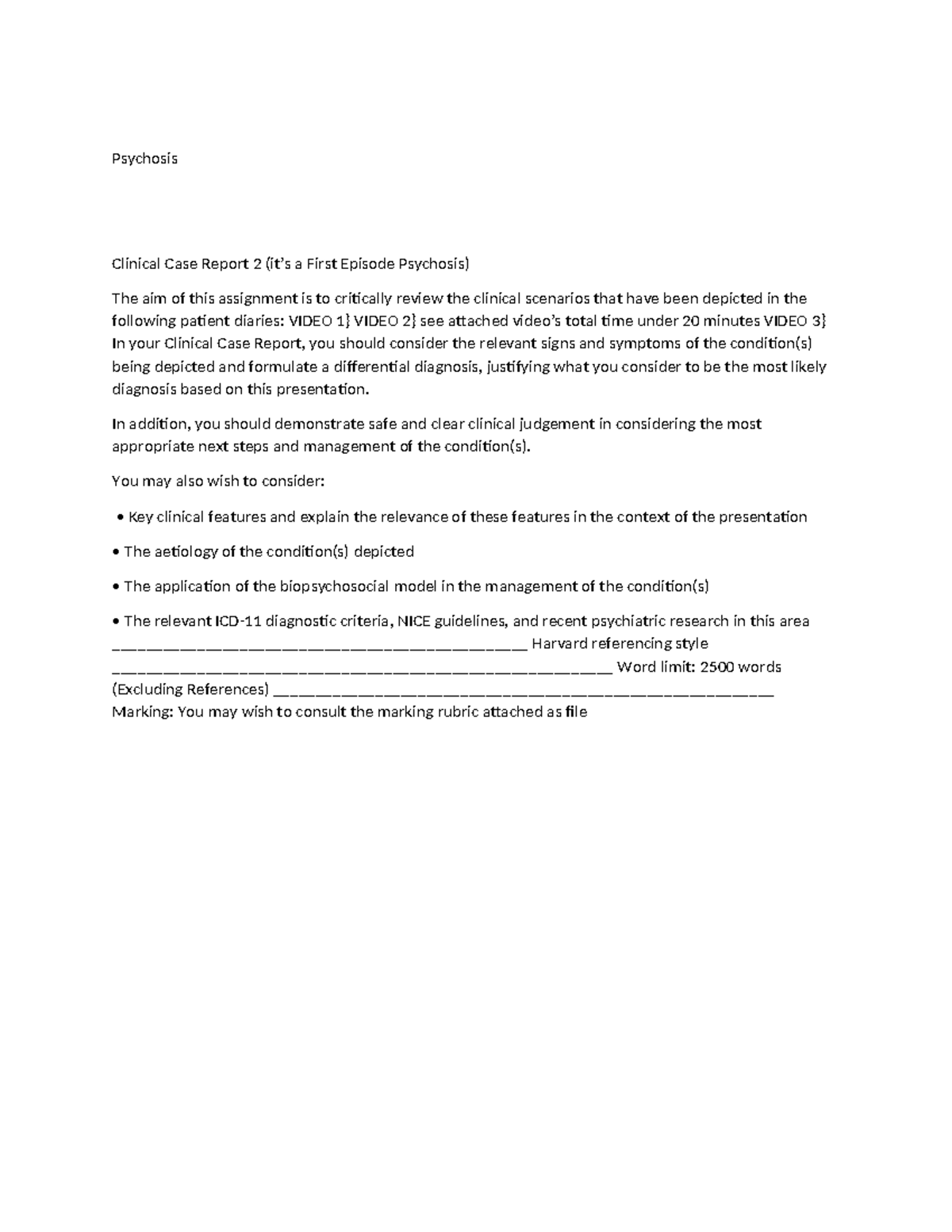Psychosis - Psychosis Clinical Case Report 2 (it’s a First Episode ...