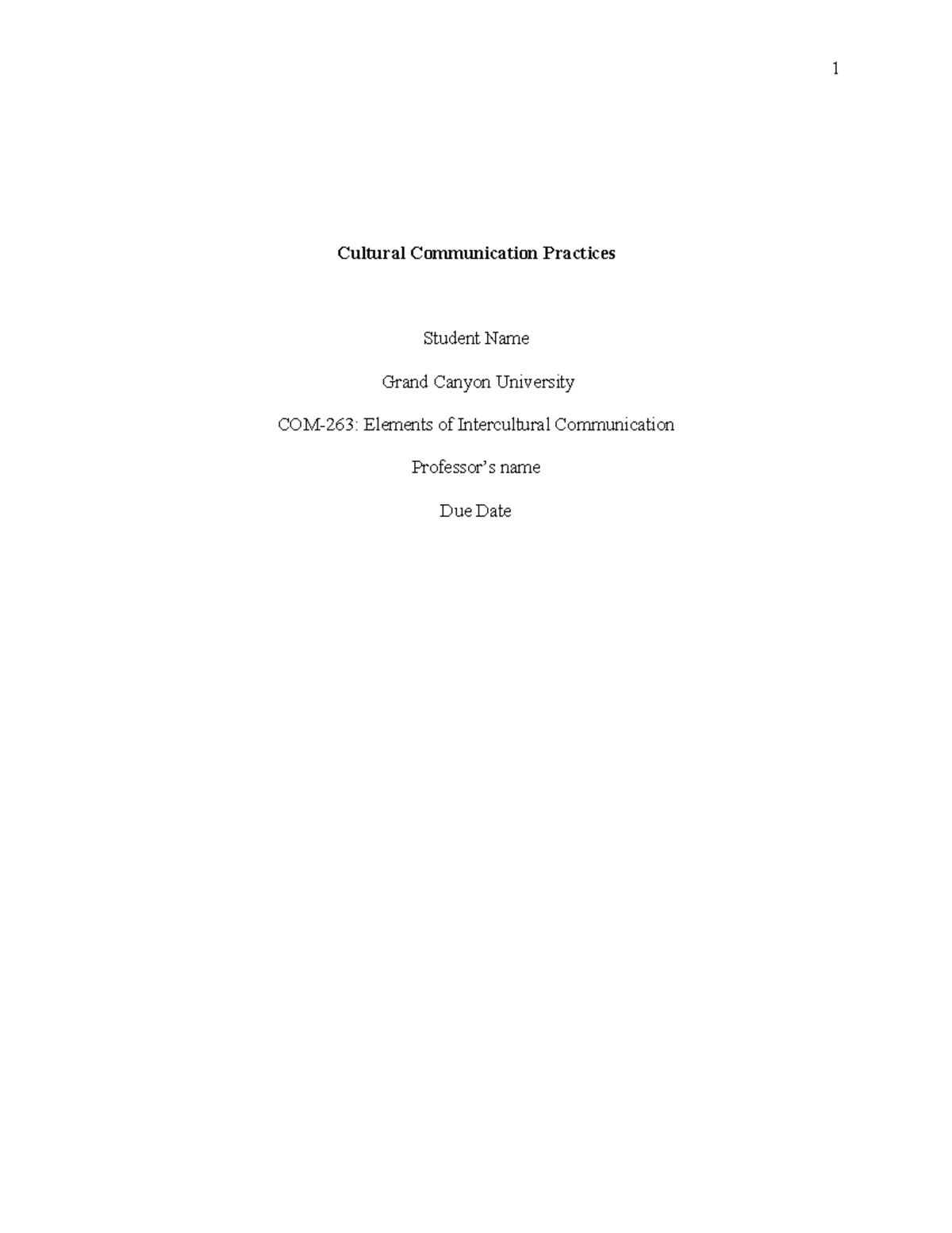 Culture Communication Practices Final Paper - Cultural Communication 