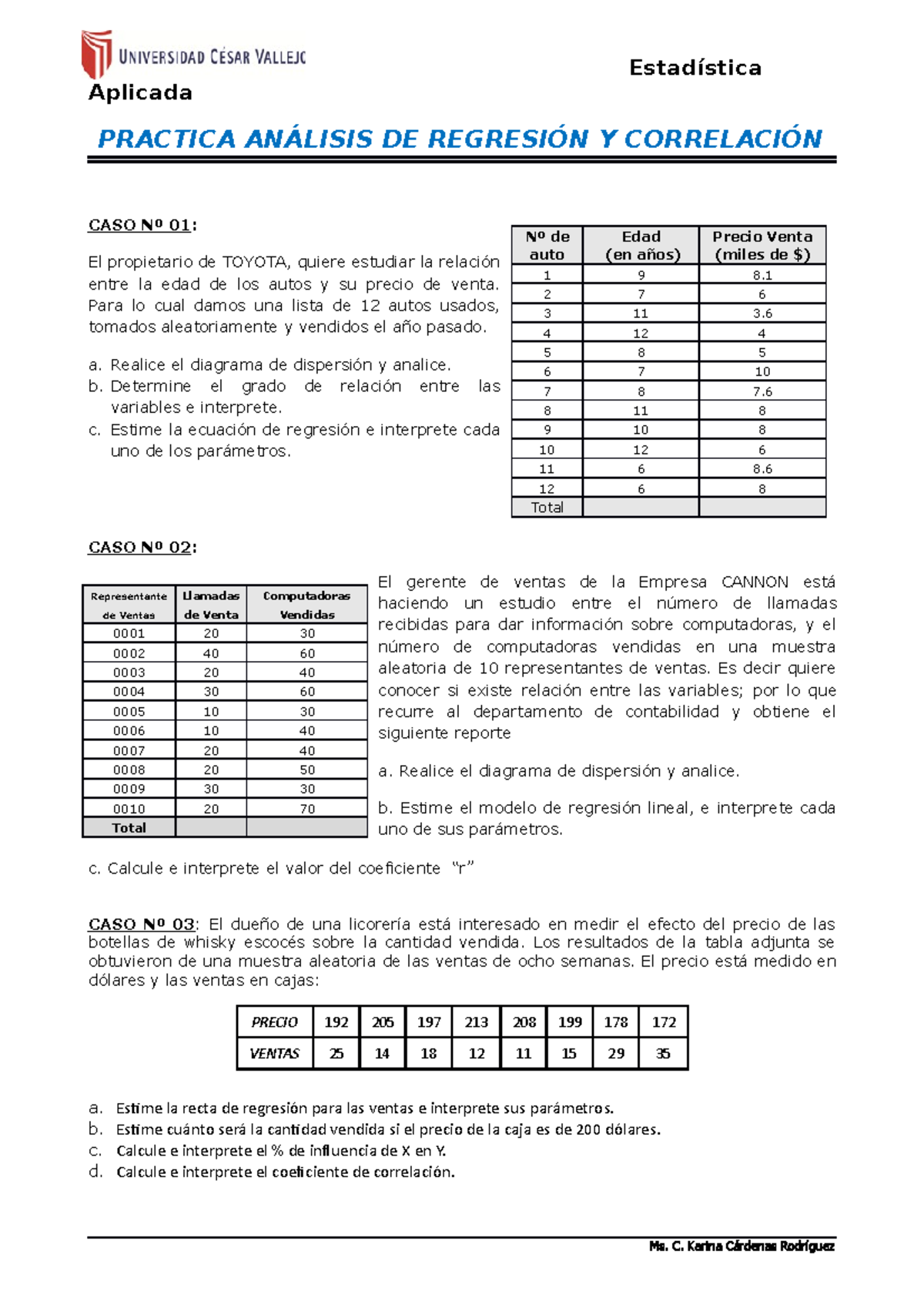 Práctica 14 Regresión Y Correlación - Estadística Aplicada PRACTICA ...