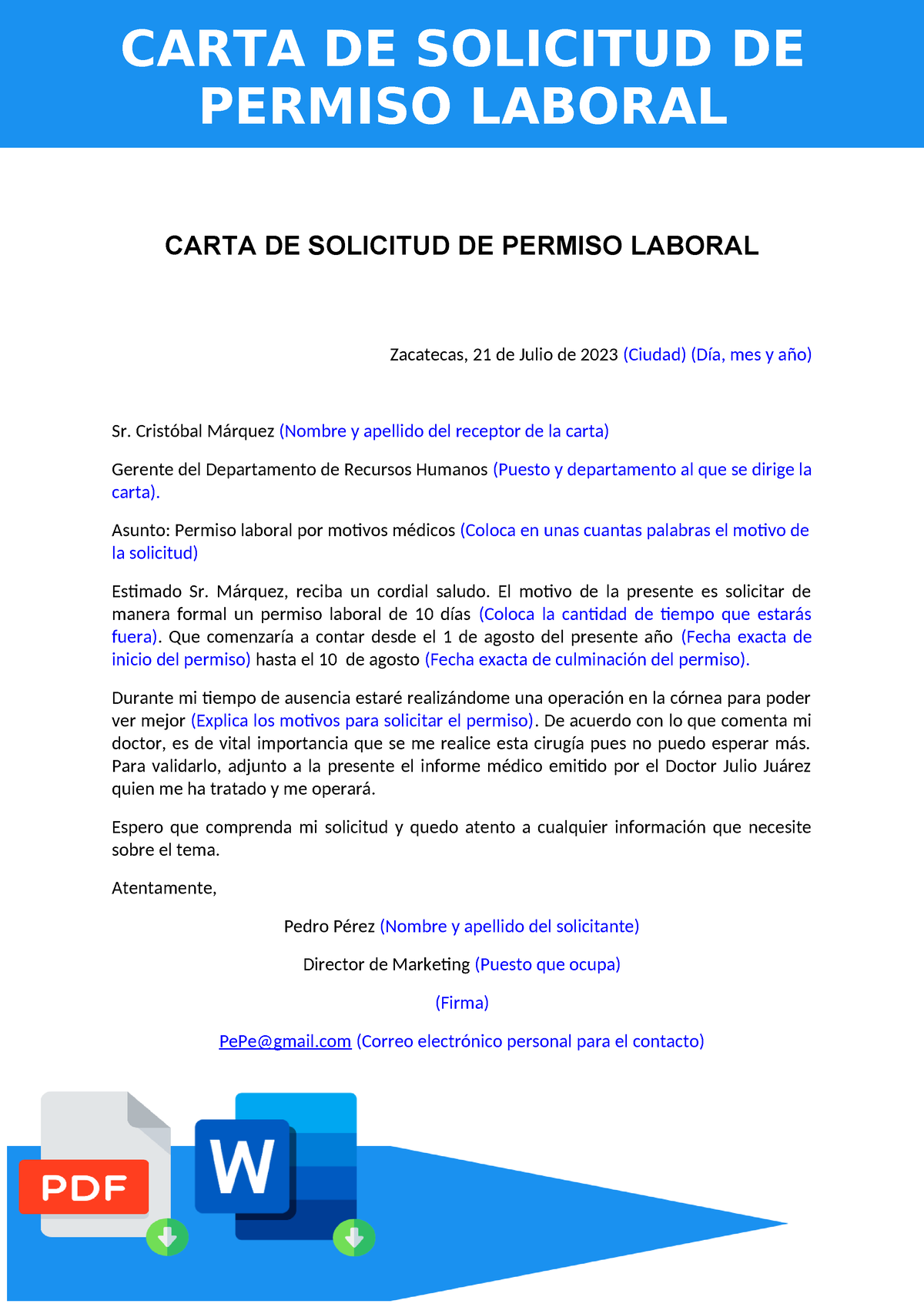 nota del doctor para la plantilla de ausencia laboral