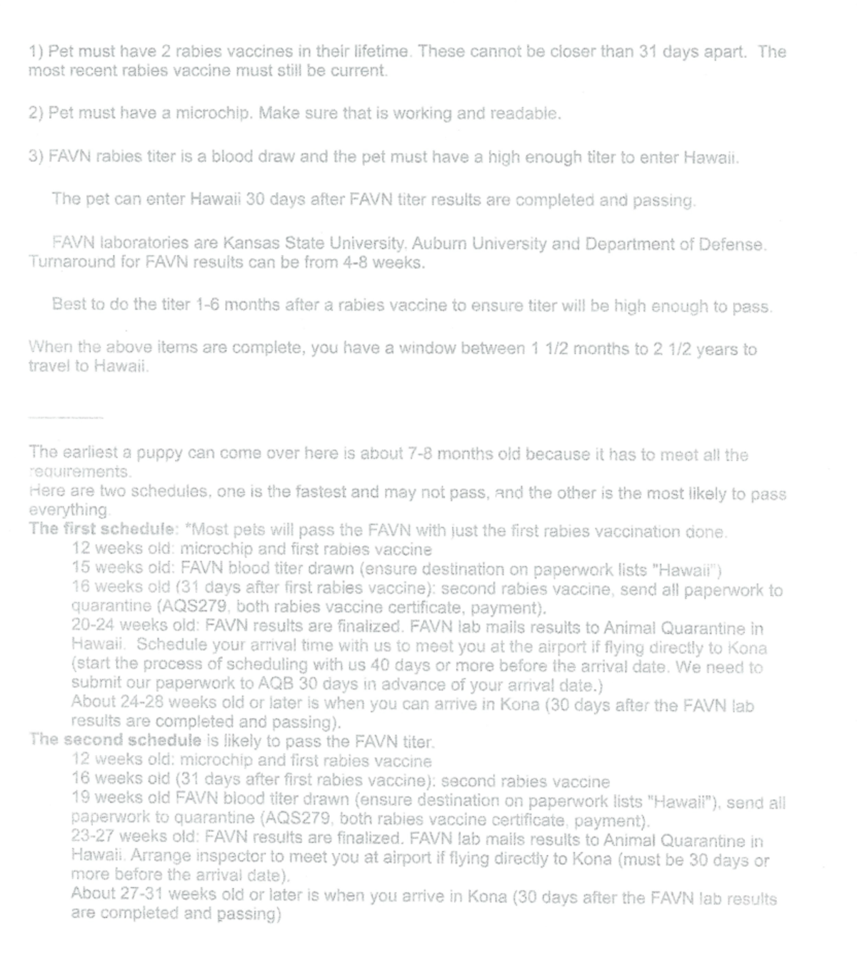 Pet Travel Requirements to Hawaii Rabies Vaccination Guide 1) Pet