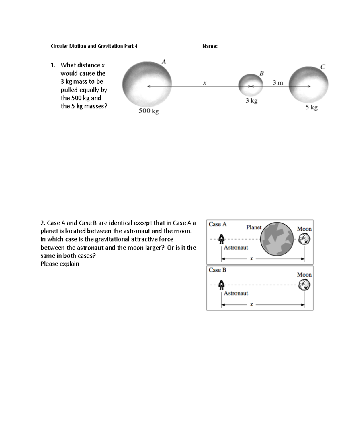 AP Circular motion 4 - Circular Motion and Gravitation Part 4 Name