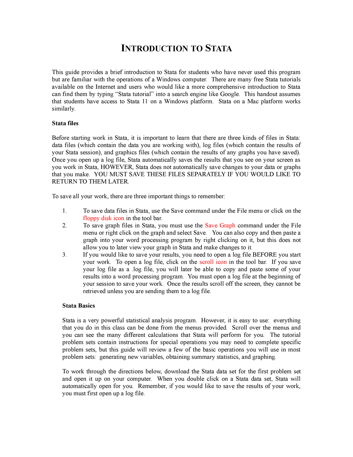 Introduction To Stata - In - HE403 - NTU - Studocu