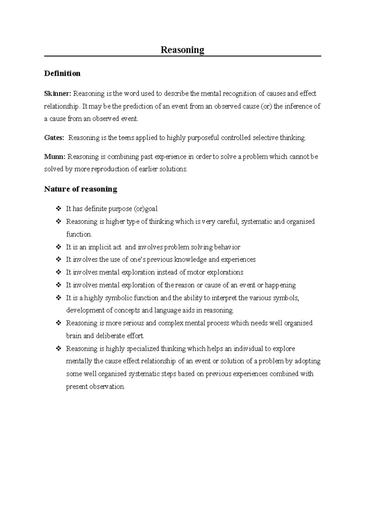Reasoning It is good Reasoning Definition Skinner Reasoning is the