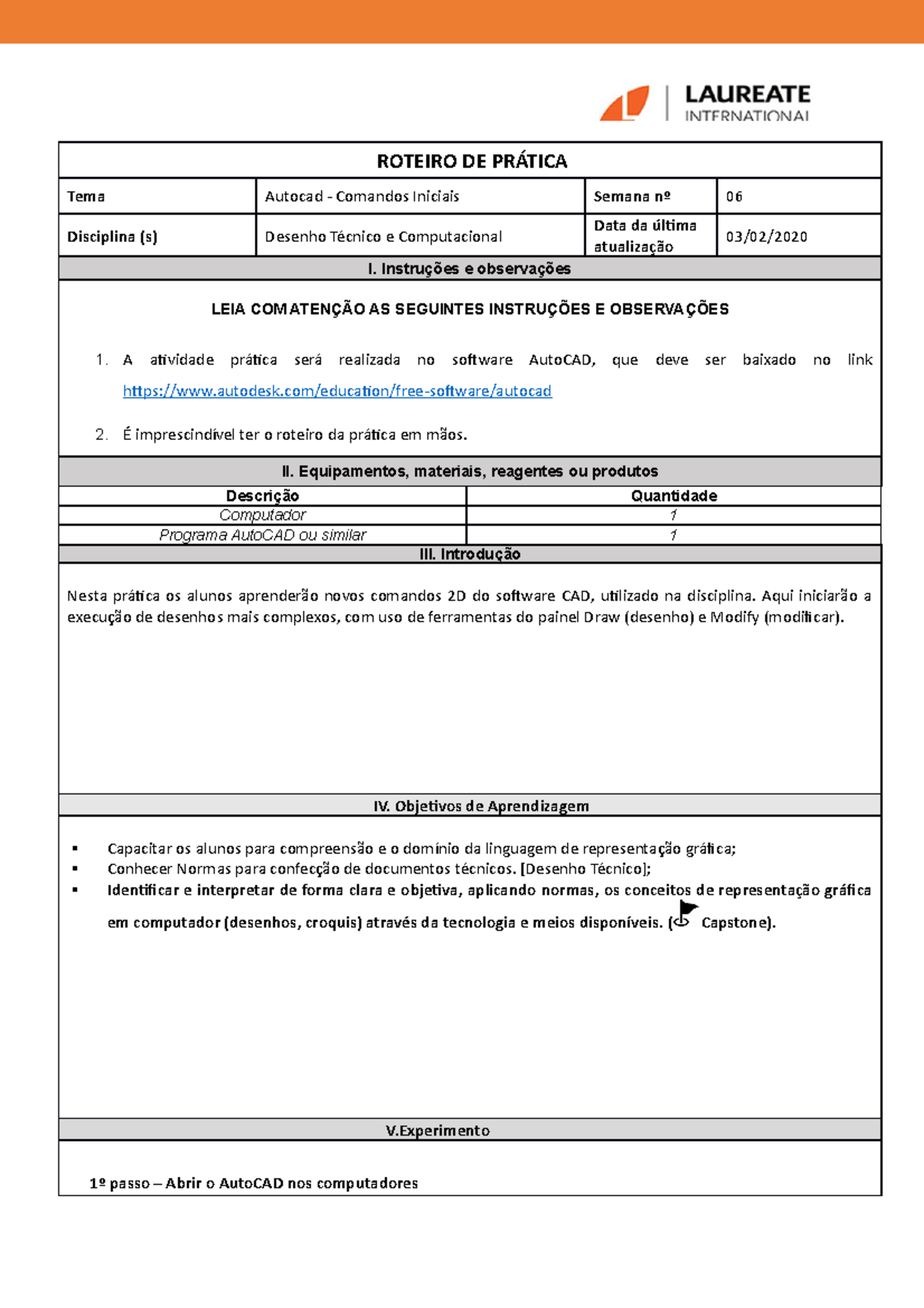 Trabalho a3 desenho tecnico Enviar - ROTEIRO DE PRÁTICA Tema Autocad ...